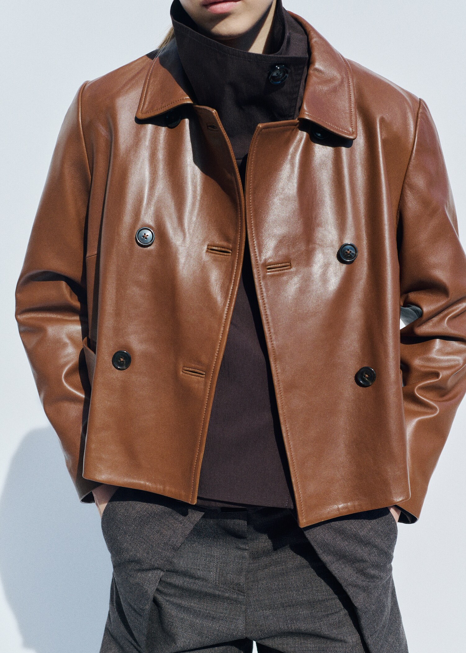 Jaqueta 100% pell doble botonada - Detall de l'article 3