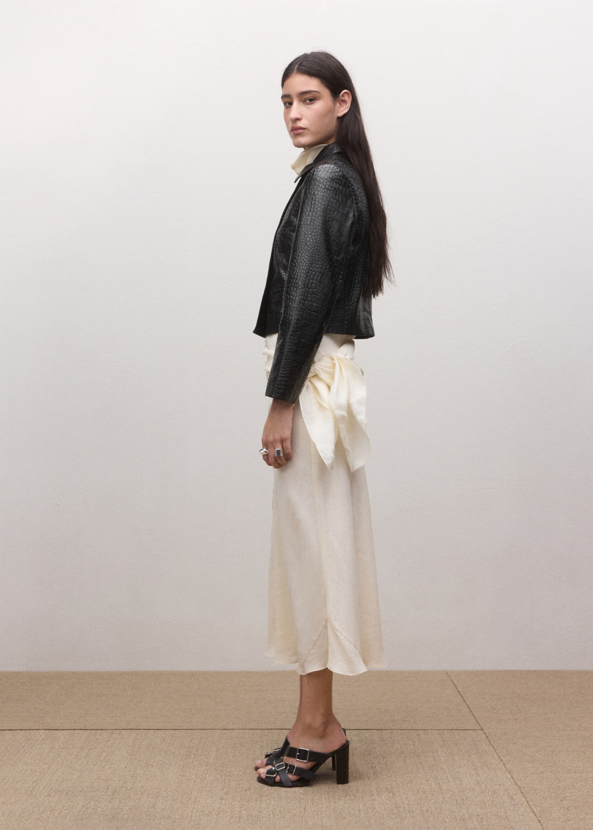 100% leather double-breasted jacket - Details of the article 2, Black. Ref: 27094432-01.