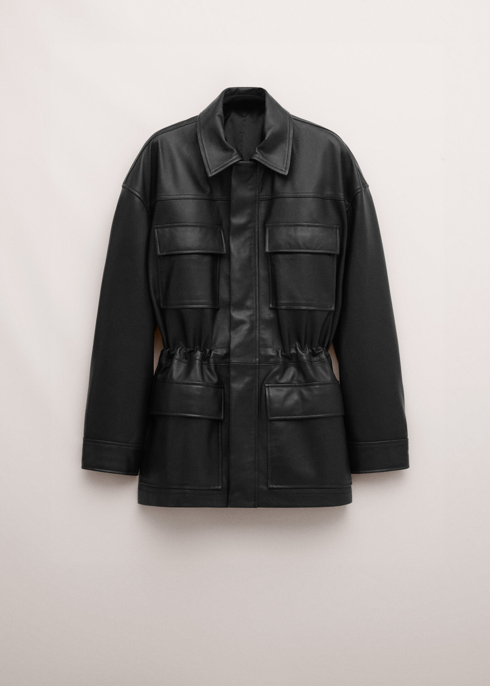 Parka piel cintura fruncida - Artículo sin modelo, Negro. Ref: 27094434-03.