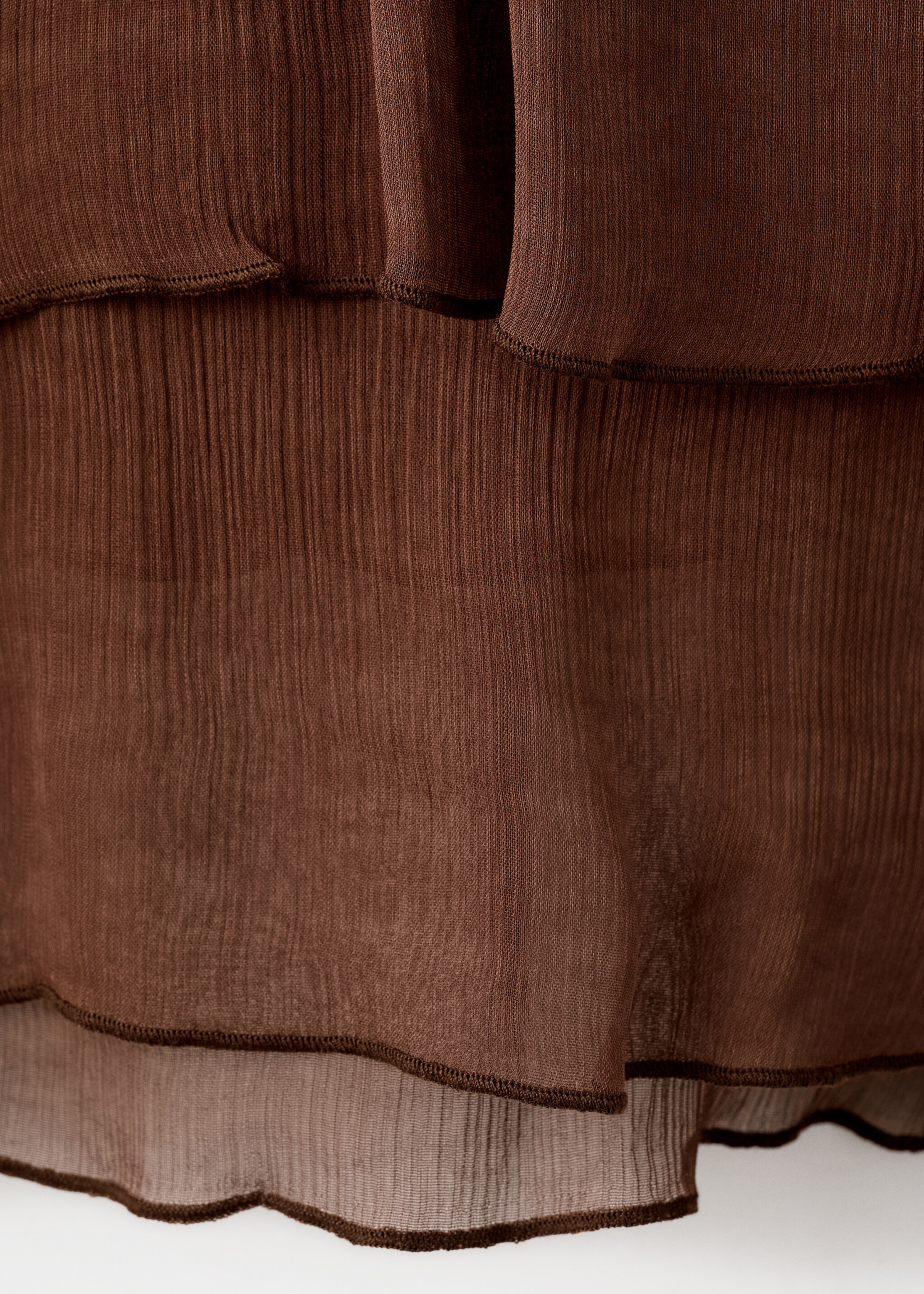 High-neck frilled blouse - Details of the article 8, Brown. Ref: 27094445-01.