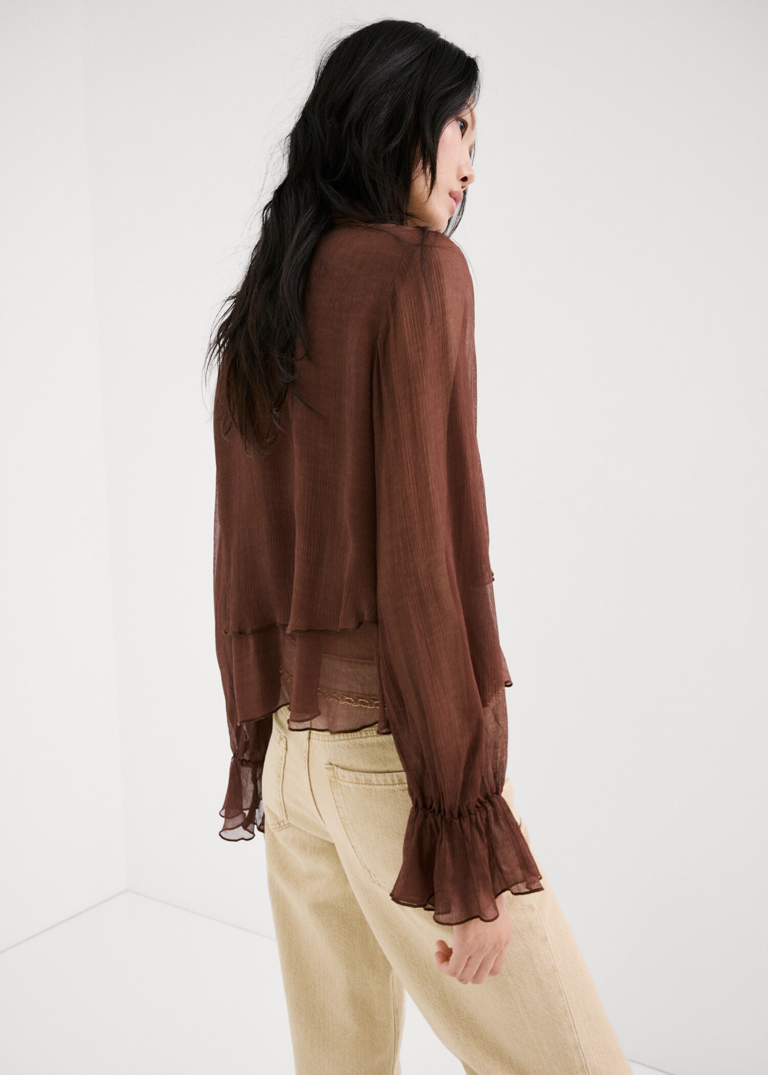 High-neck frilled blouse - Reverse of the article
