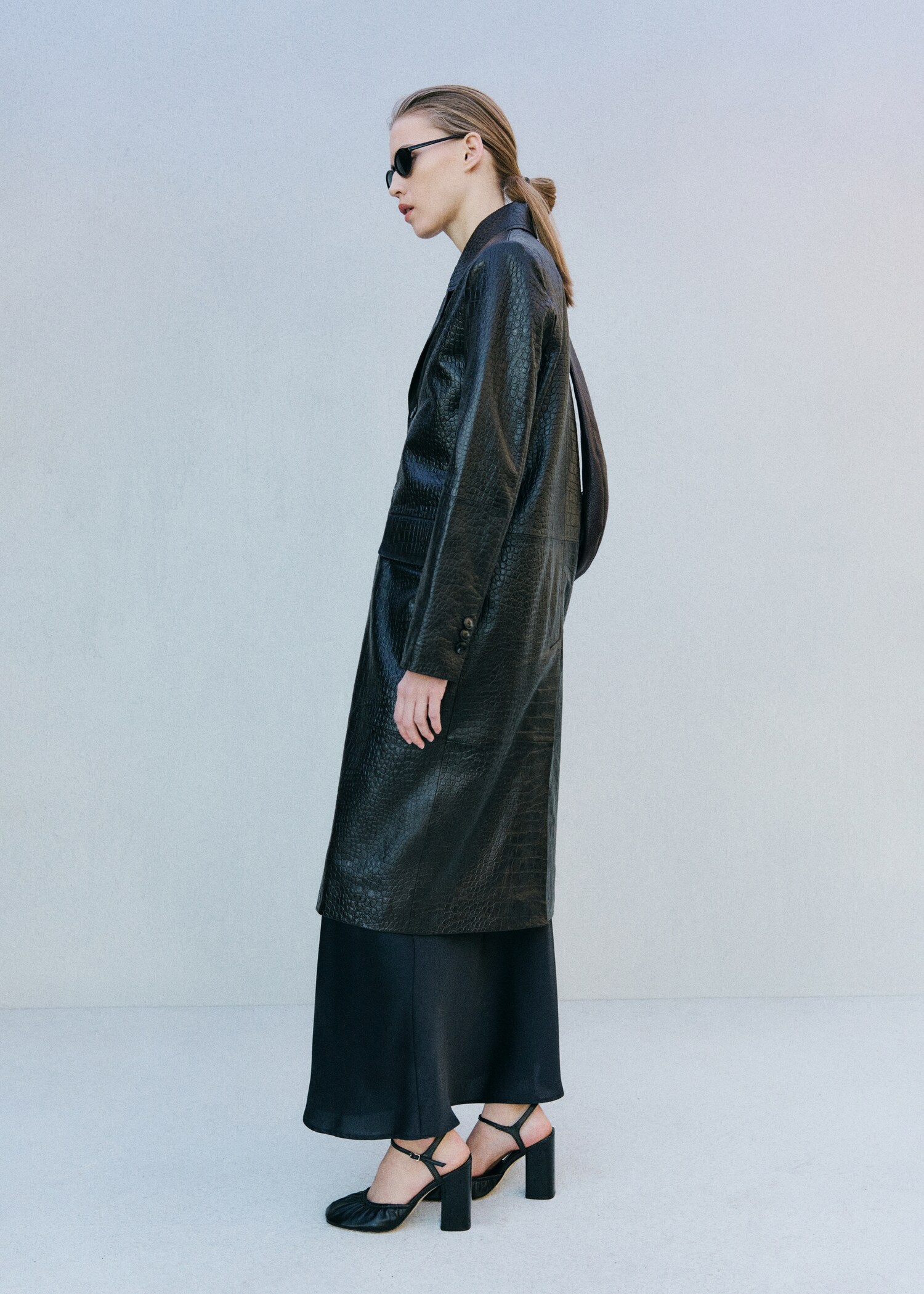 Manteau 100 % cuir effet crocodile - Plan général