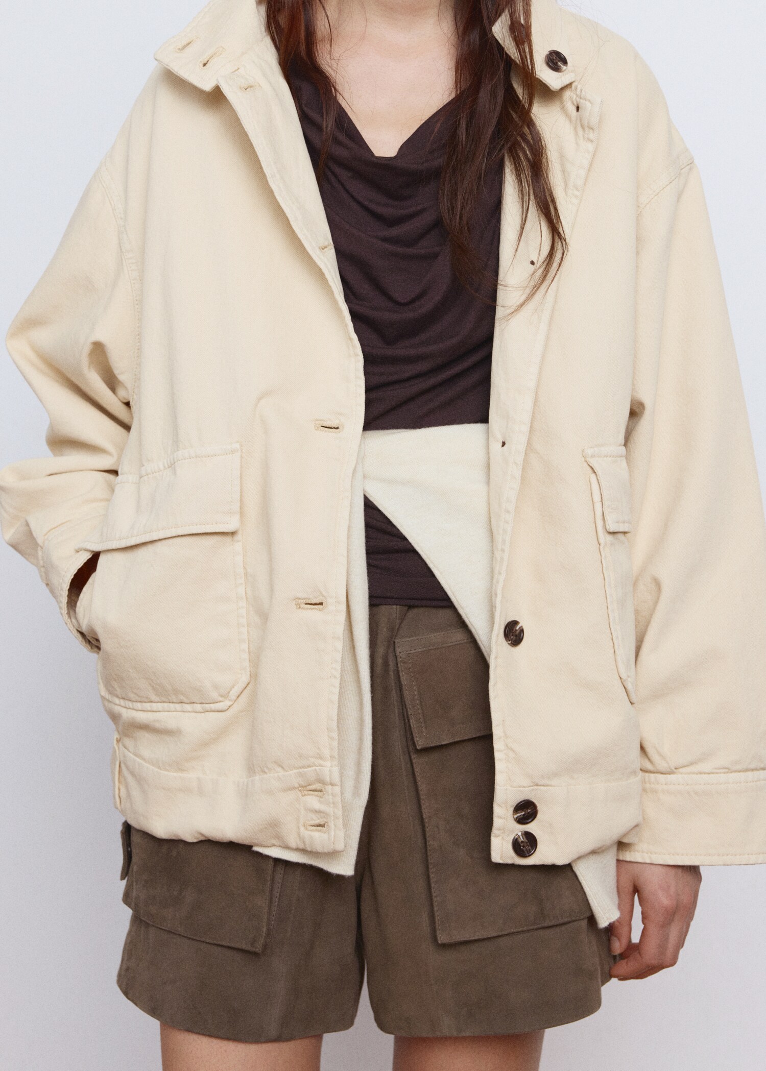 جاكيت باركا دنيم بياقة مرتفعة - رؤية وسط