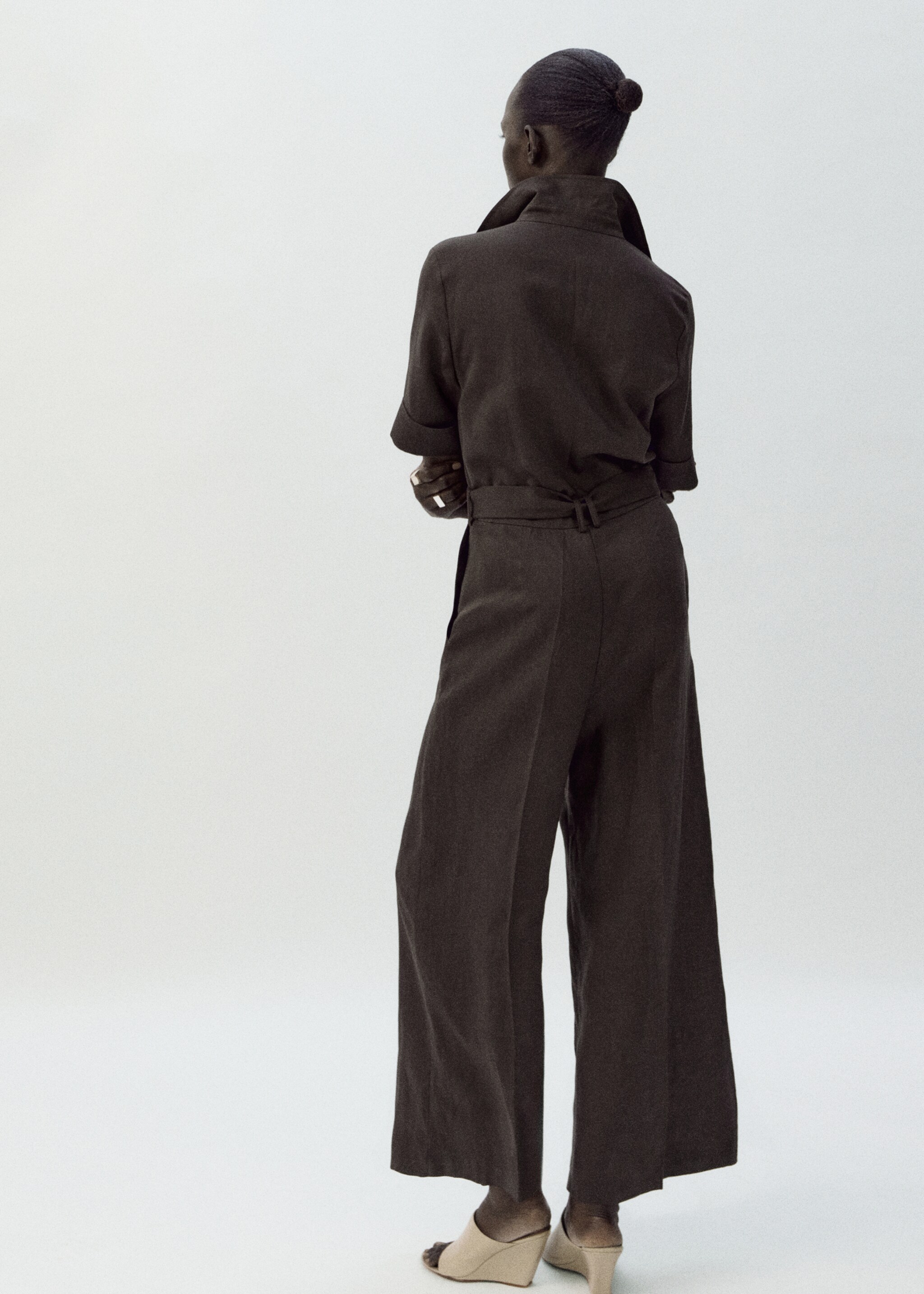 Lyocell shirt jumpsuit - Reverse of the article, Brown. Ref: 27095830-01.