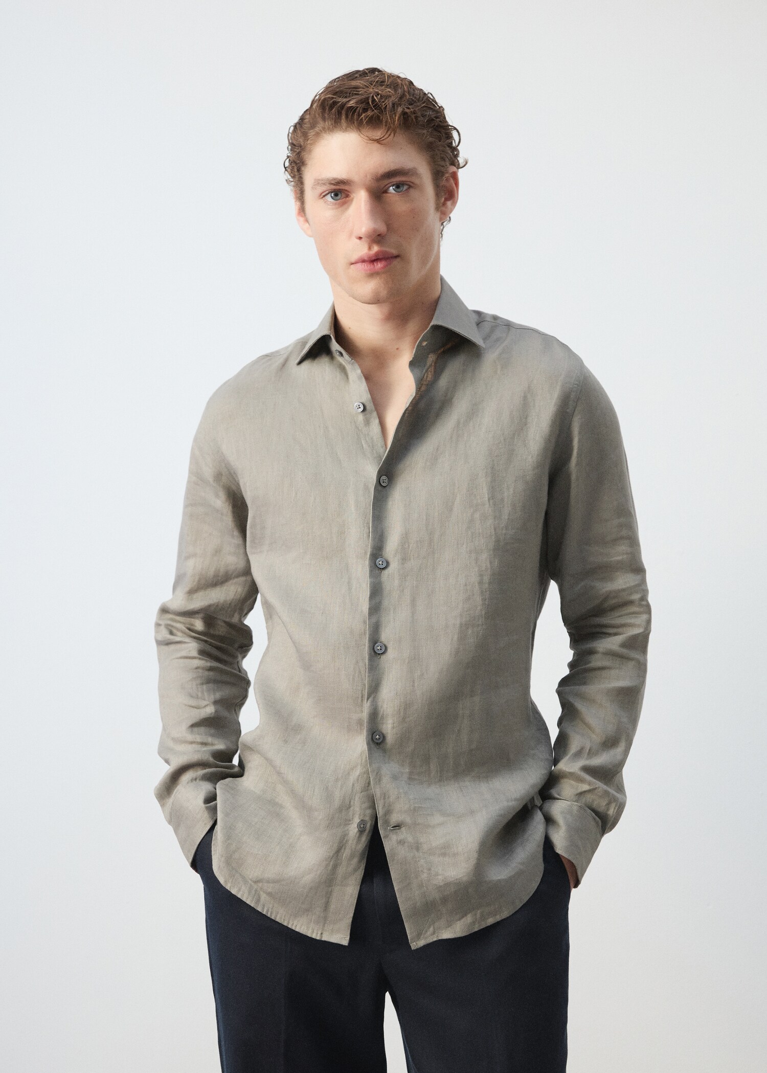 100% linen slim-fit shirt - Medium plane