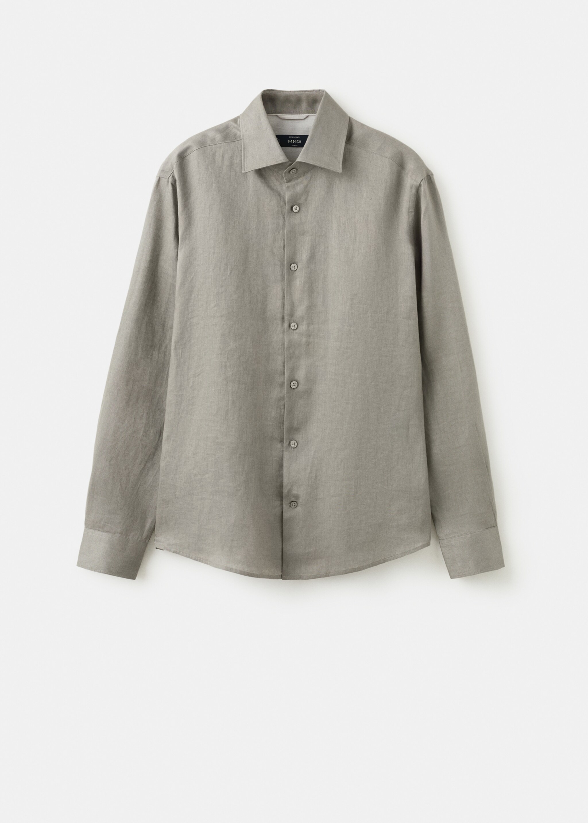 100% linen slim-fit shirt - Article without model, Medium Brown. Ref: 27095947-02.