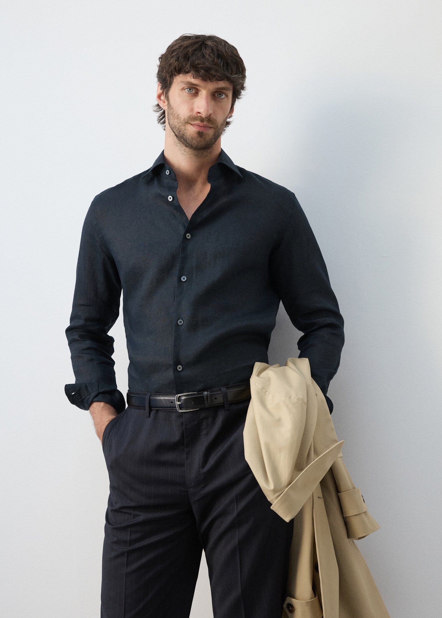 100% linen slim-fit shirt - Medium plane