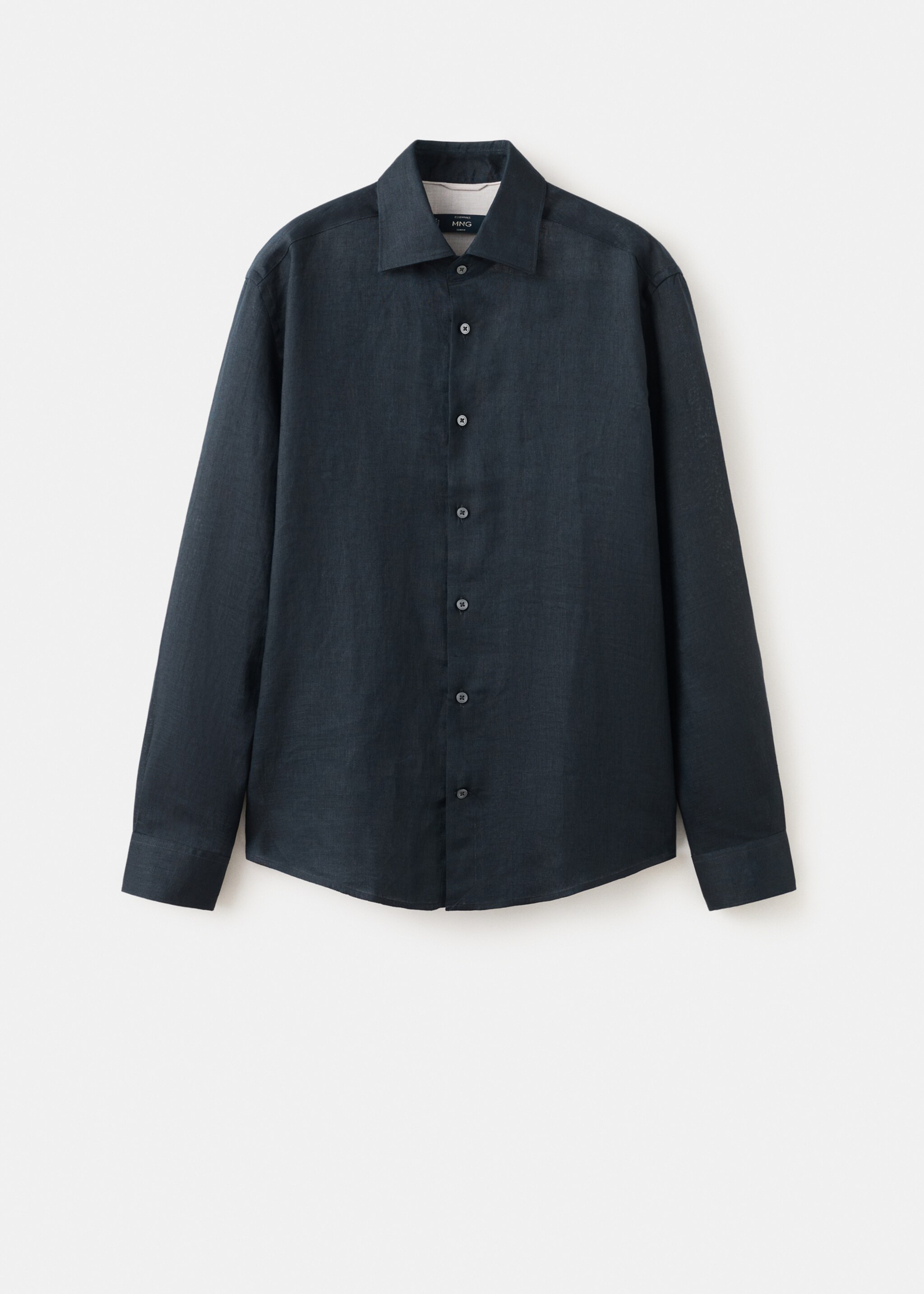 100% linen slim-fit shirt - Article without model, Navy. Ref: 27095947-03.