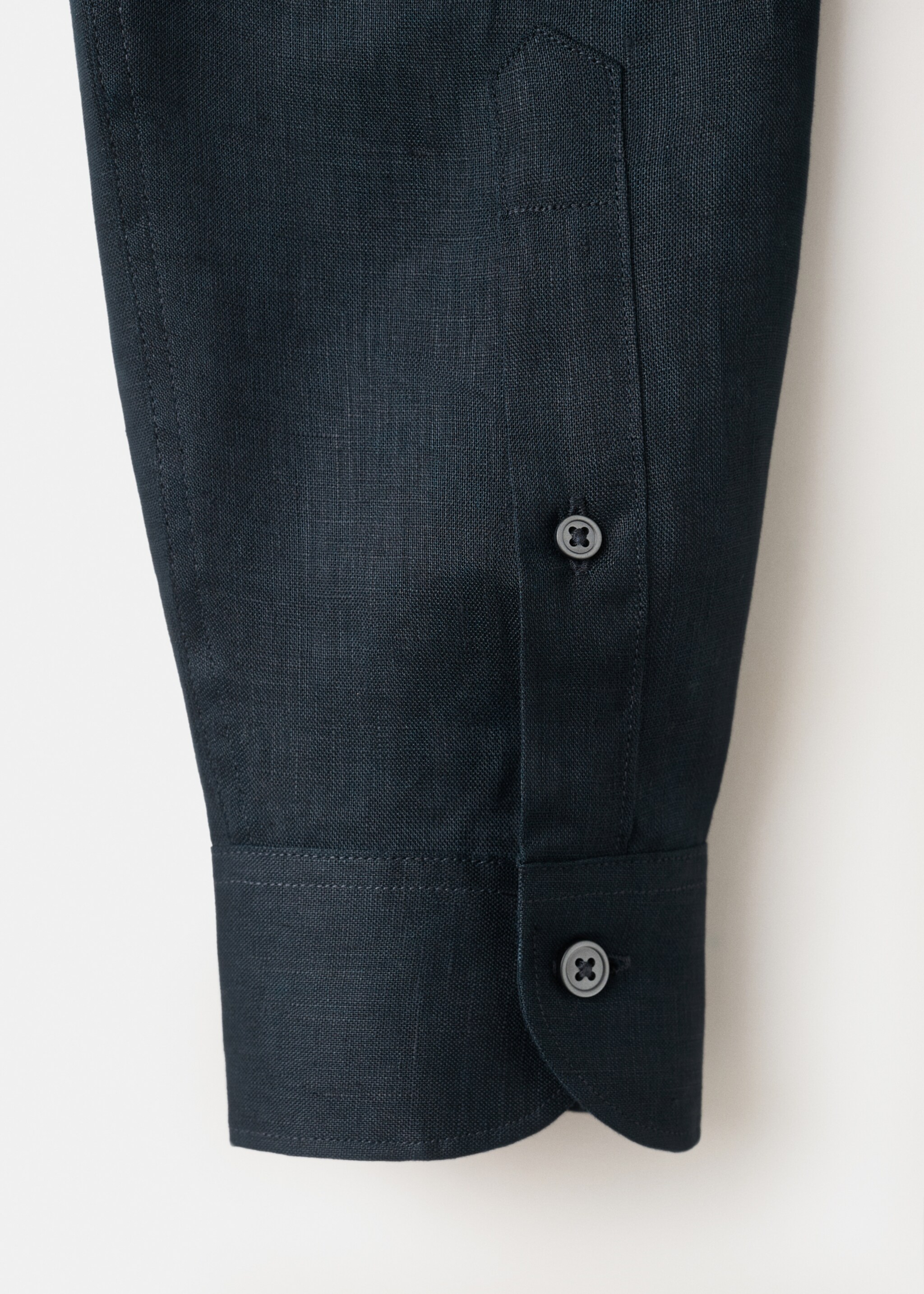 100% linen slim-fit shirt - Details of the article 0, Navy. Ref: 27095947-03.
