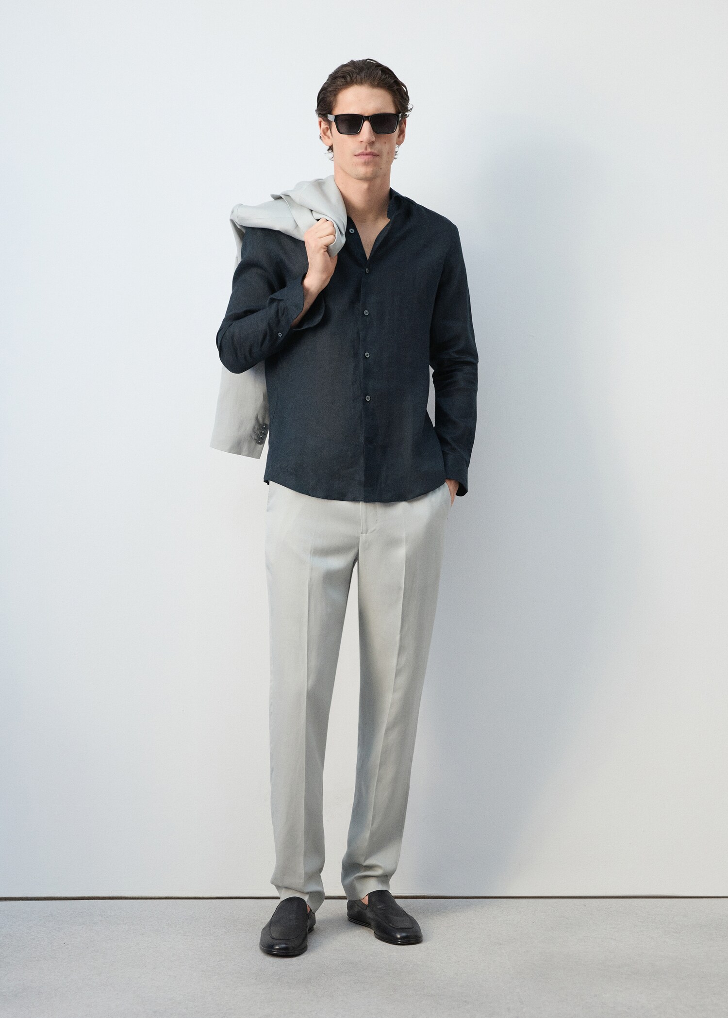 100% linen slim-fit shirt - General plane