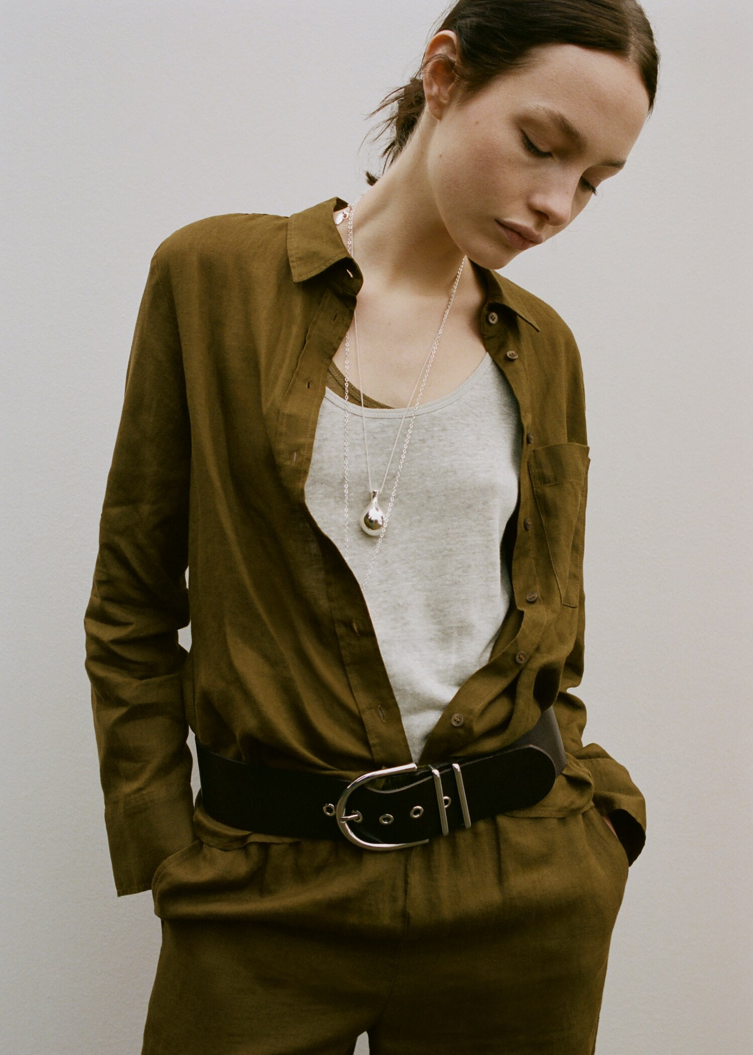 Pocket linen shirt - Medium plane