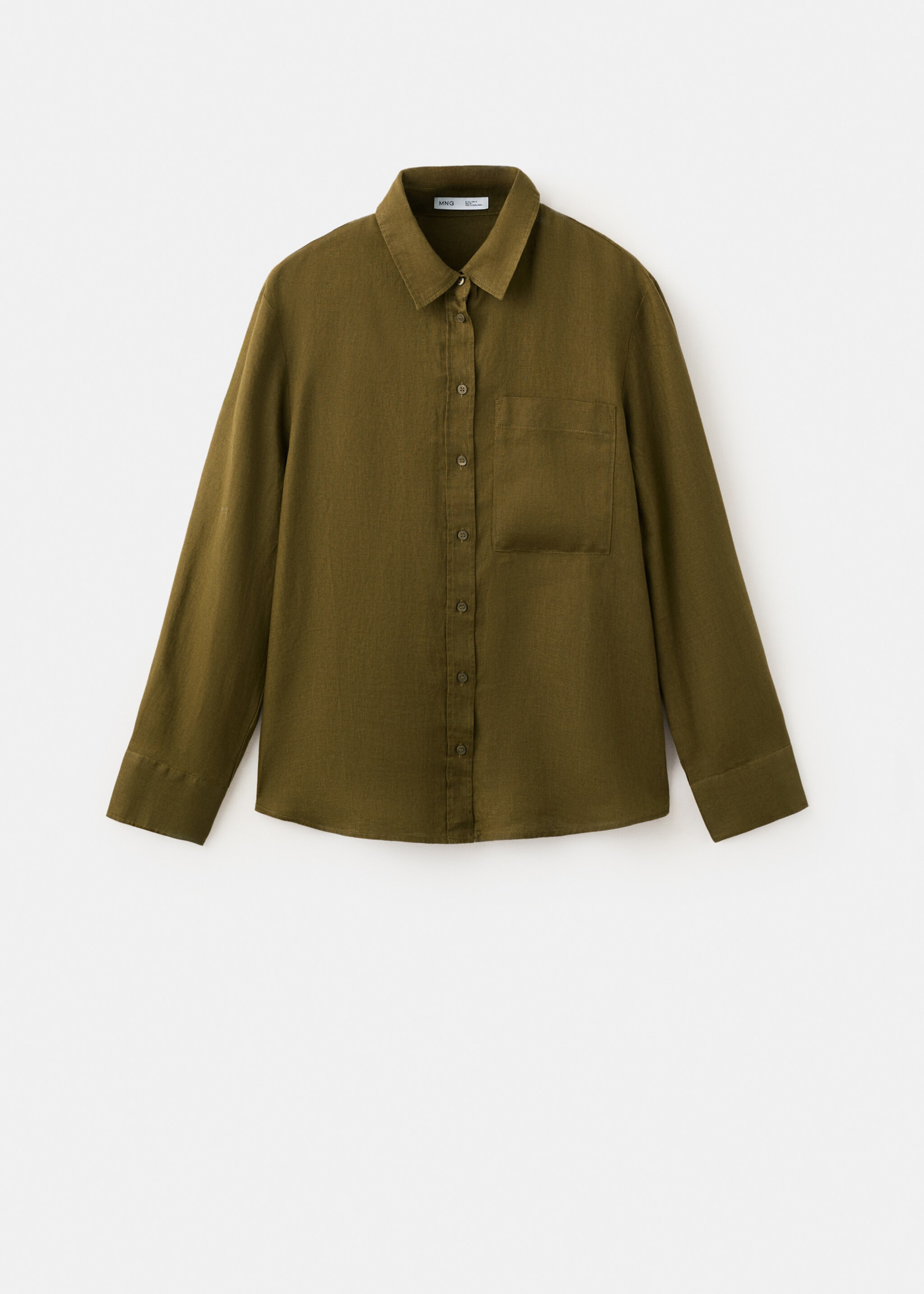 Pocket linen shirt - Article without model, Olive Green. Ref: 27096345-04.