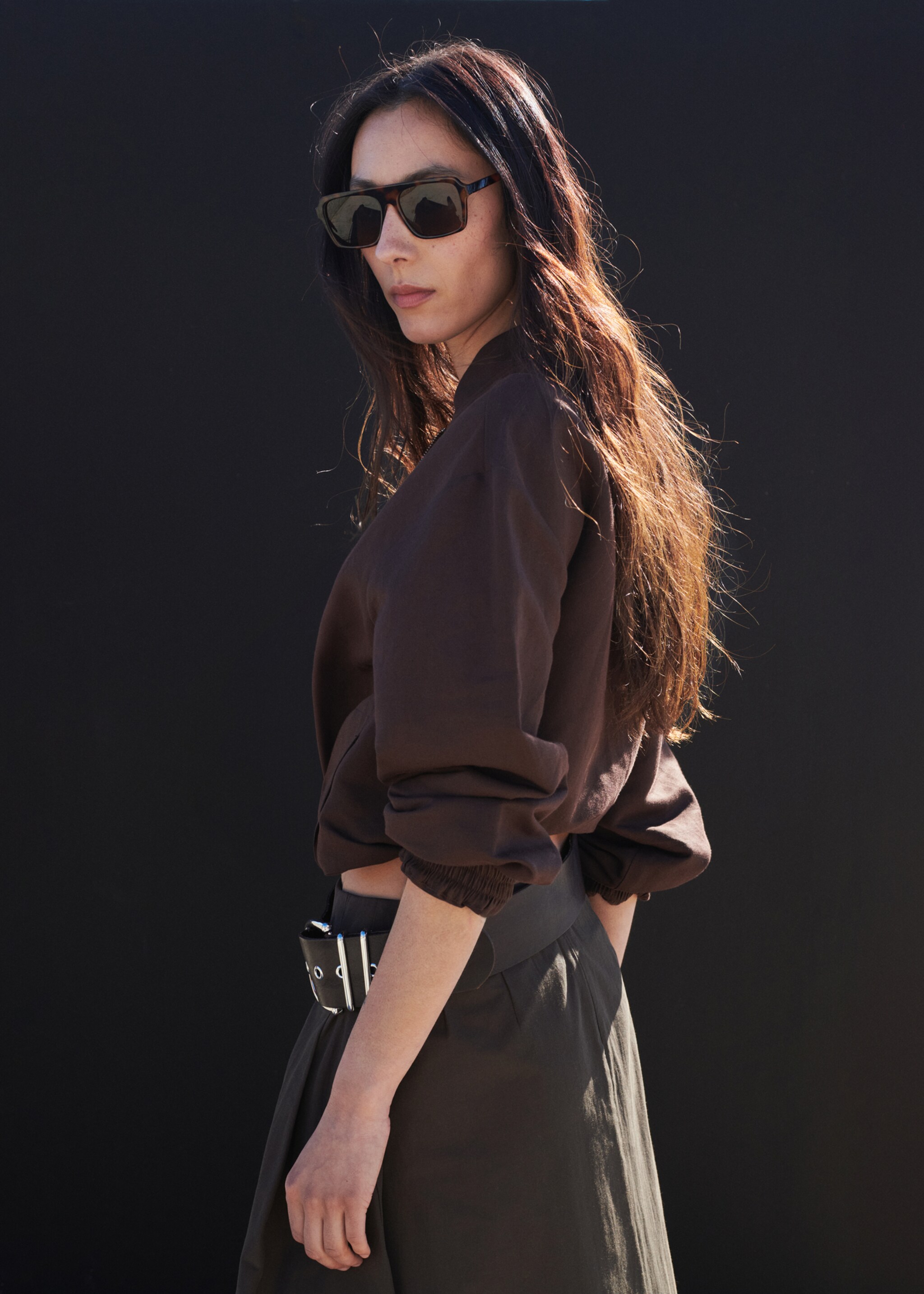 Flared midi-skirt - Details of the article 1, Chocolate. Ref: 27098646-01.