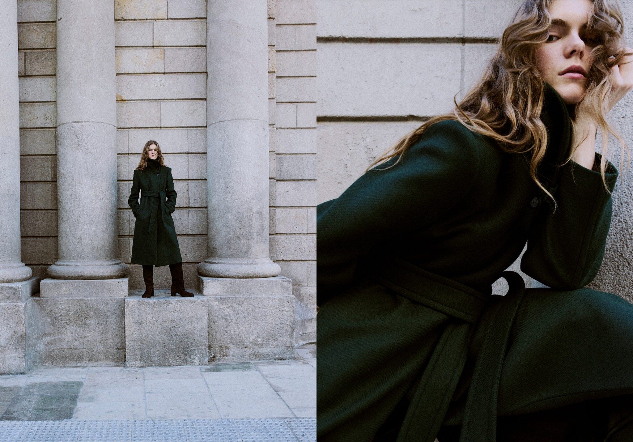 Пальто из шерсти Manteco с поясом - Панорамный план