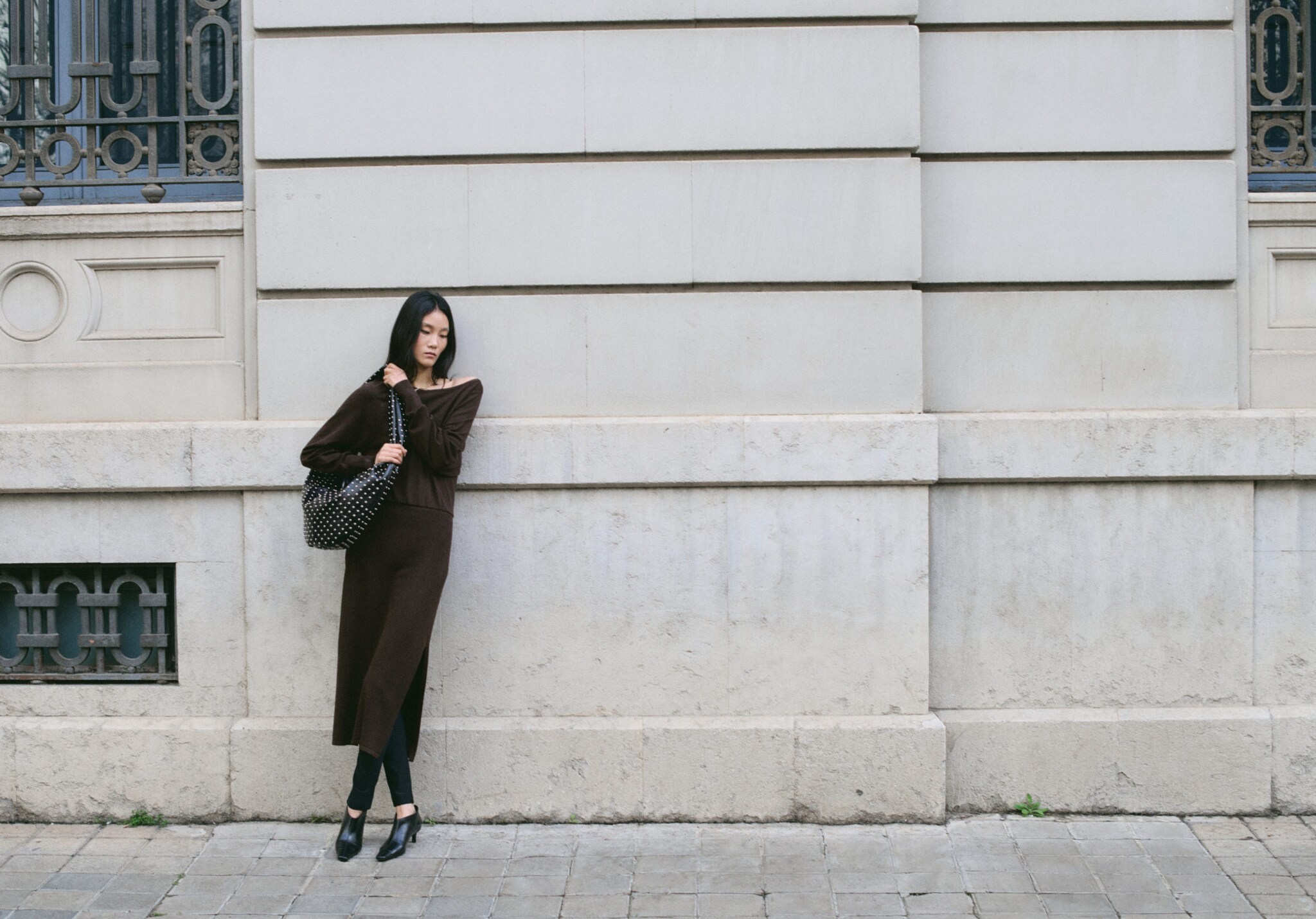 Fine-knit flared dress - Panoramic plane