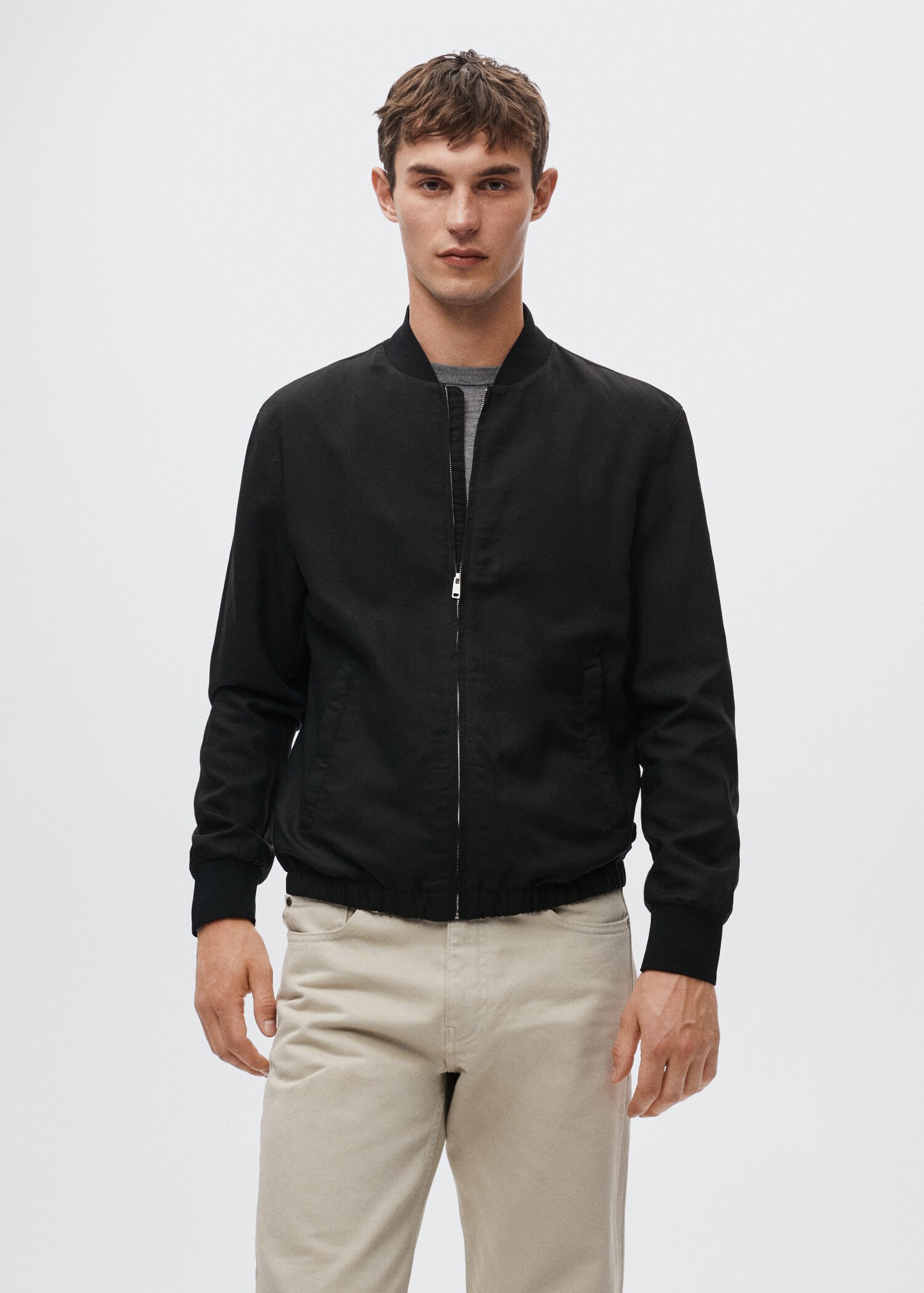 Chaqueta bomber lino Tencel - Plano medio