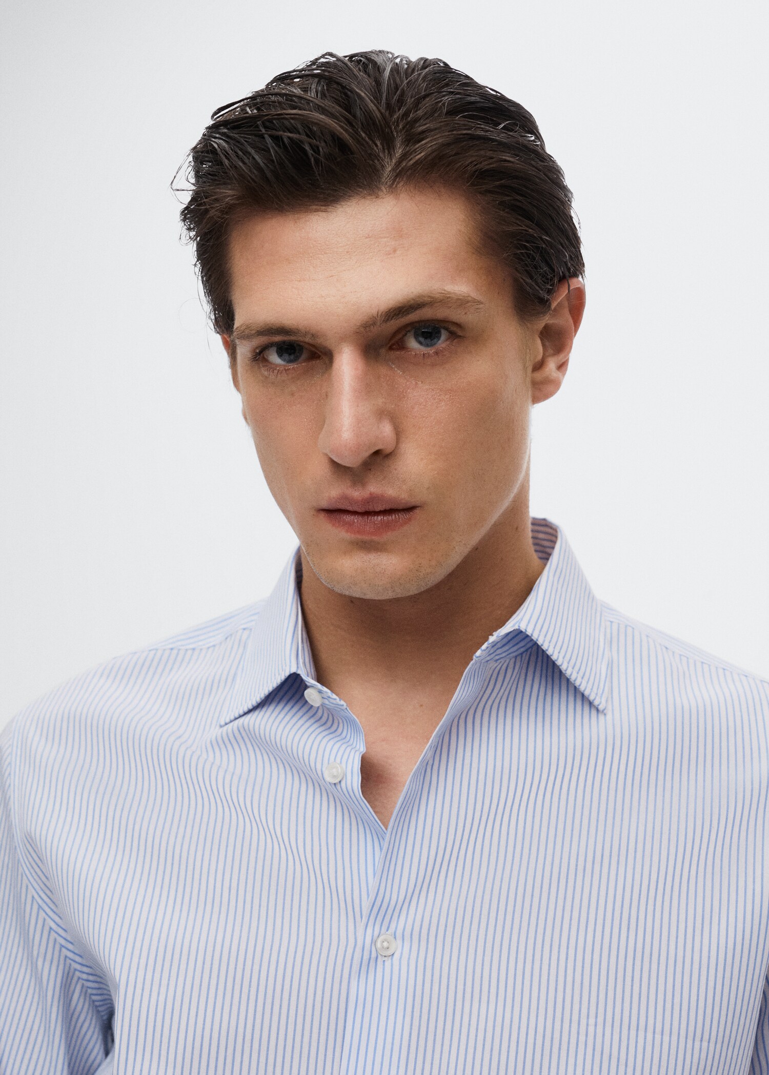 Koszula garniturowa slim fit w prążki - Szczegóły artykułu 1