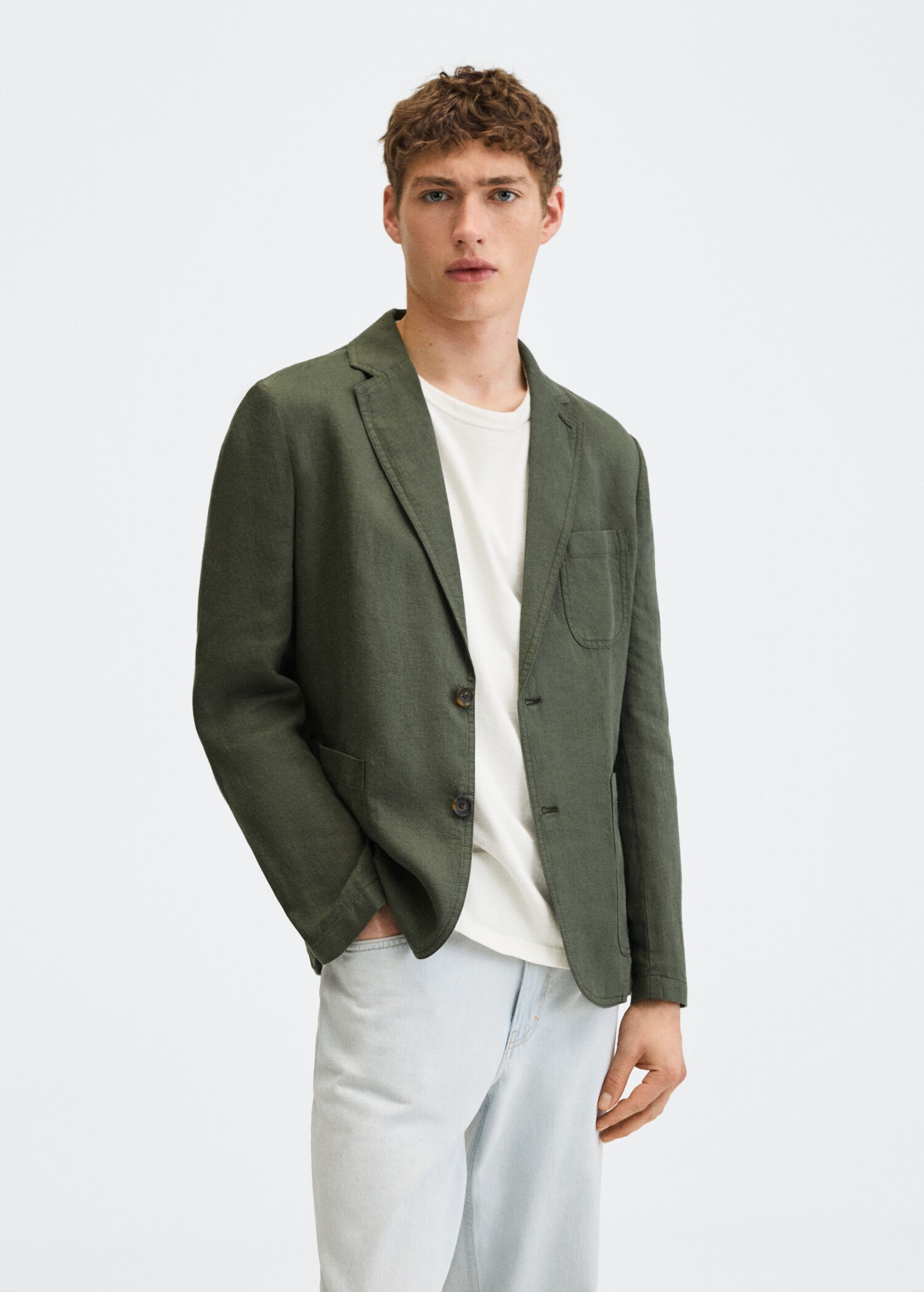 Veste slim-fit lin - Plan moyen