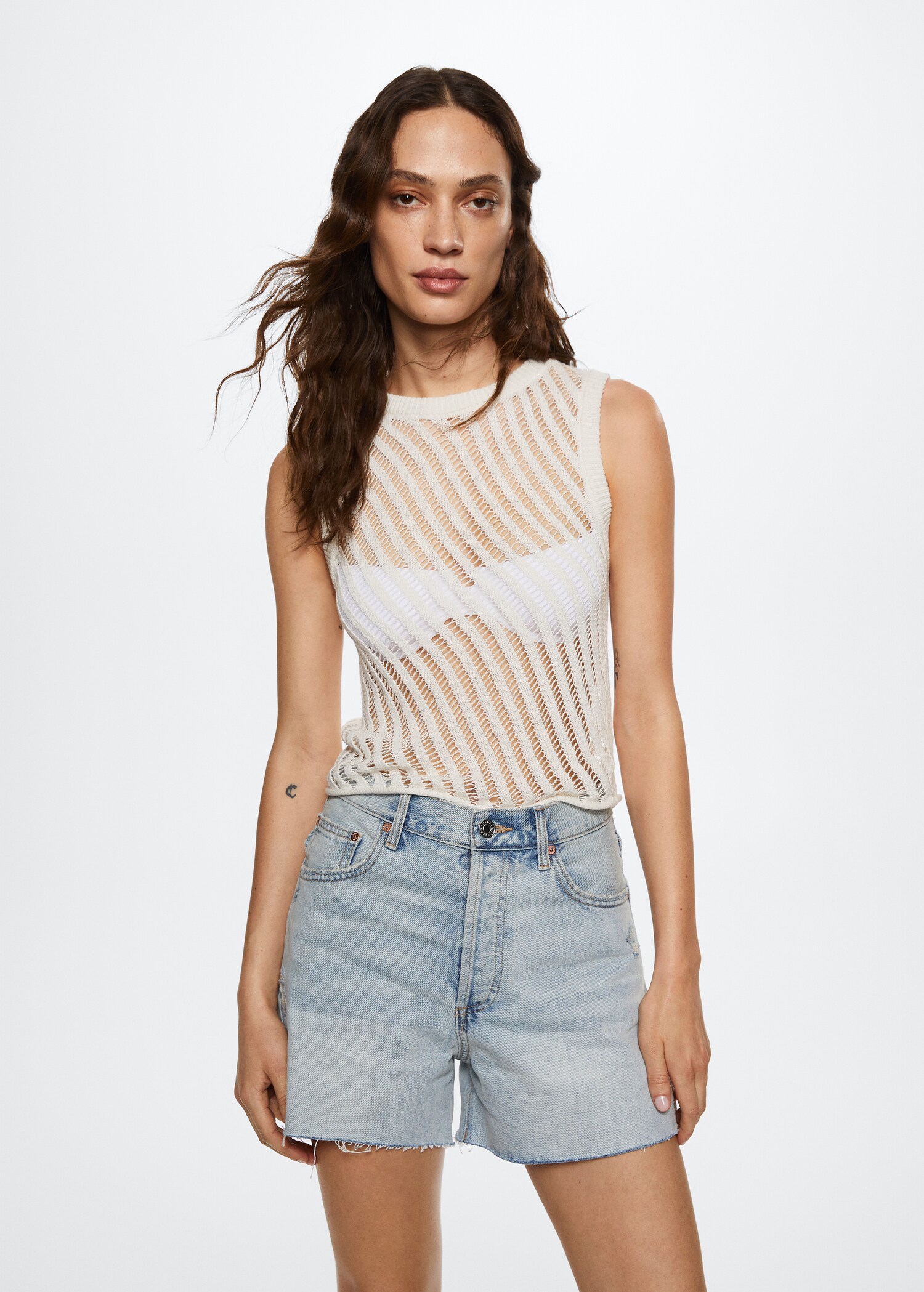 Relaxed-fit denim short - Medium plane