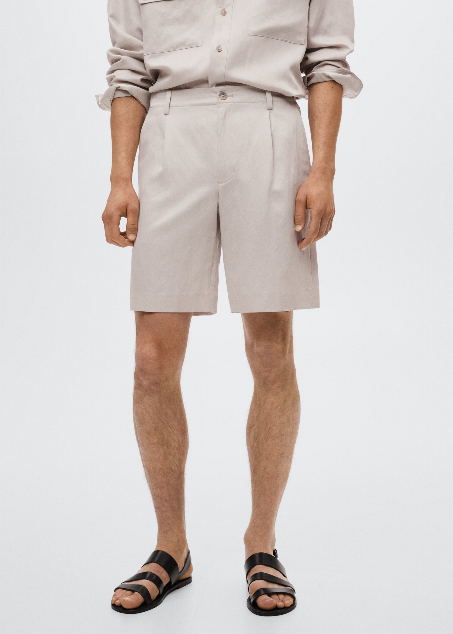 Linen lyocell Bermuda shorts - Medium plane