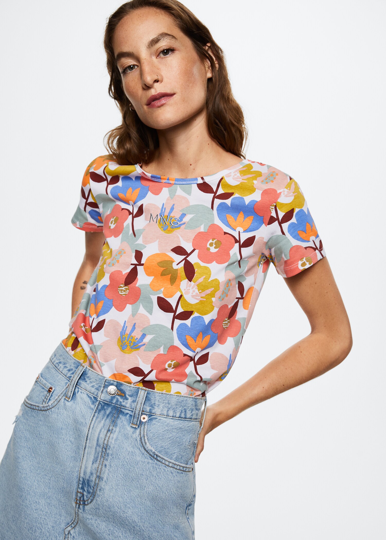 Printed cotton-blend T-shirt - Medium plane
