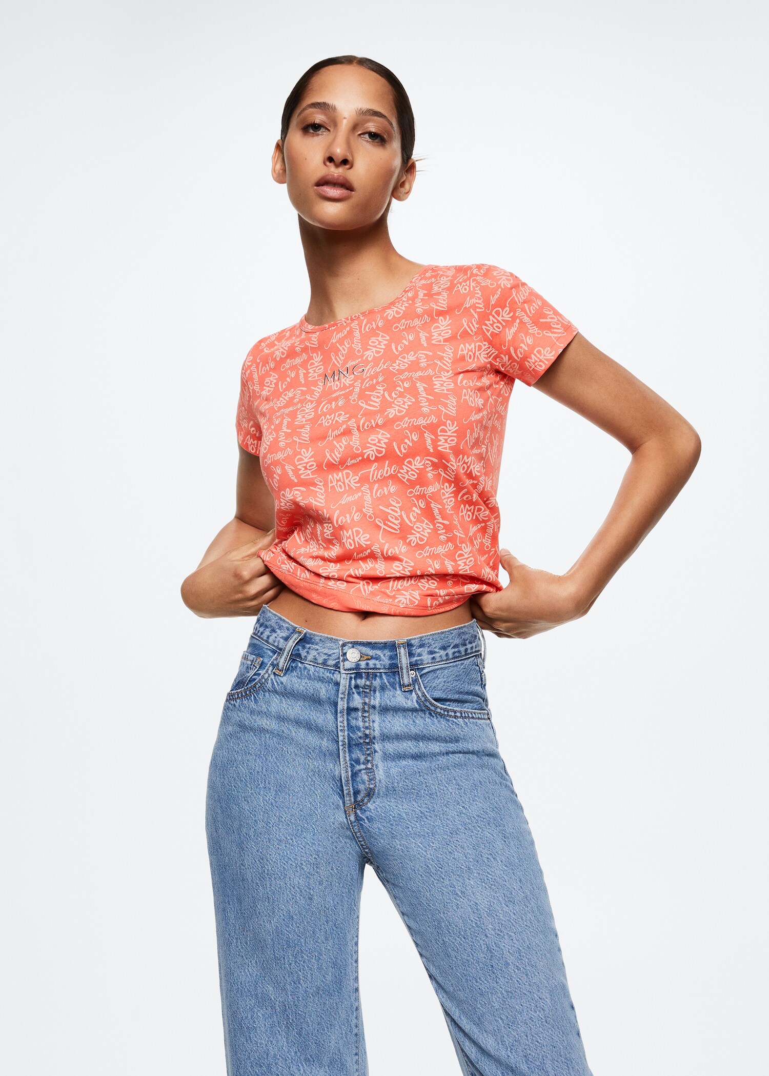 Printed cotton-blend T-shirt - Medium plane