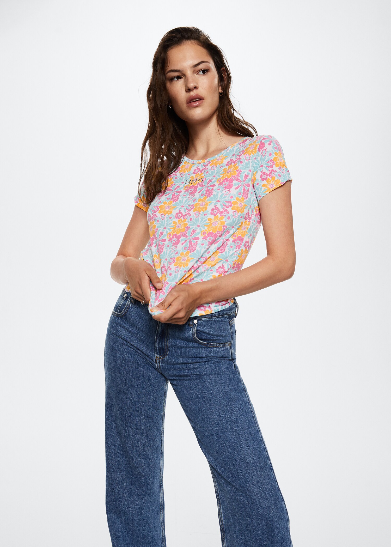 Printed cotton-blend T-shirt - Medium plane