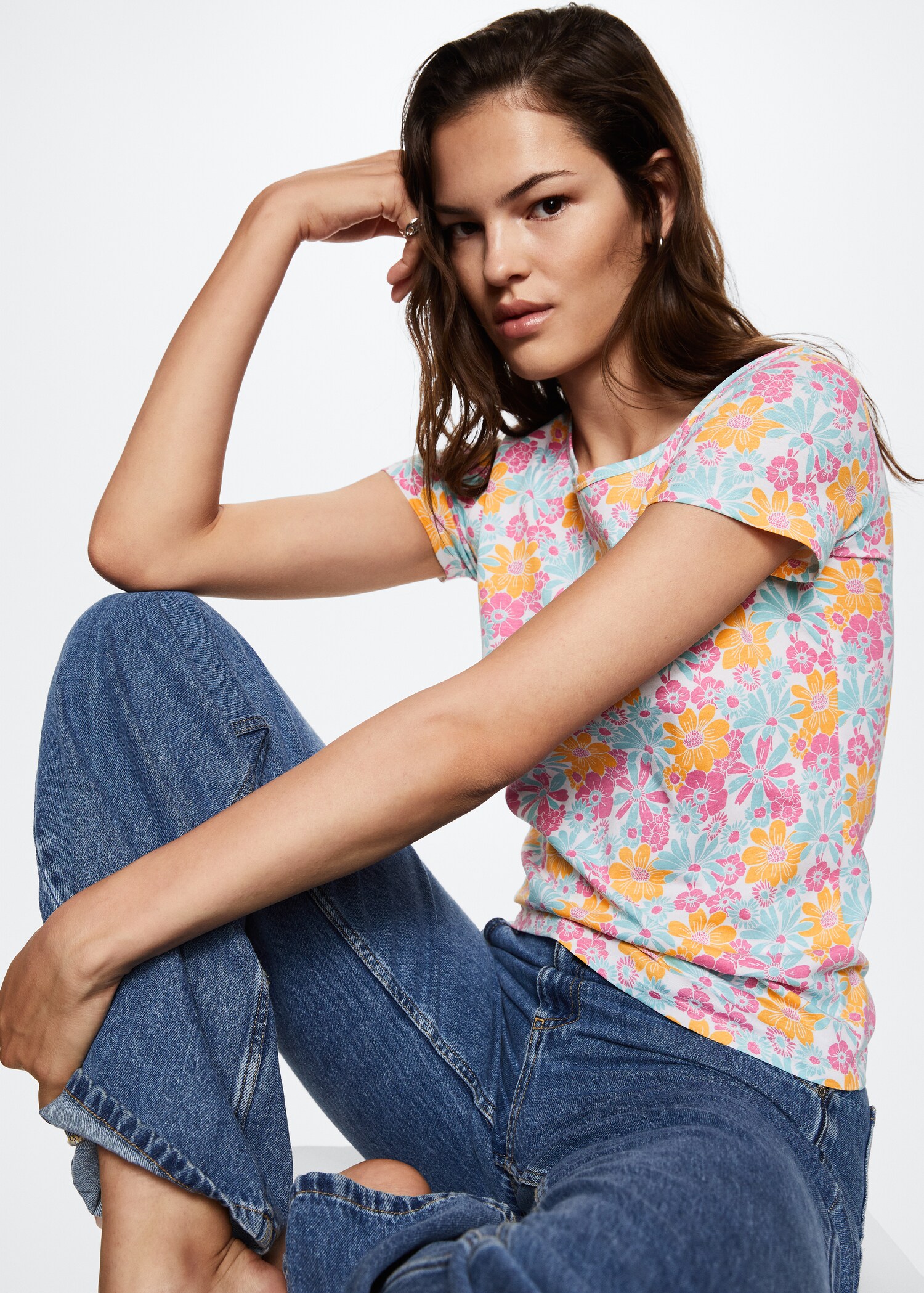 Printed cotton-blend T-shirt - Details of the article 1