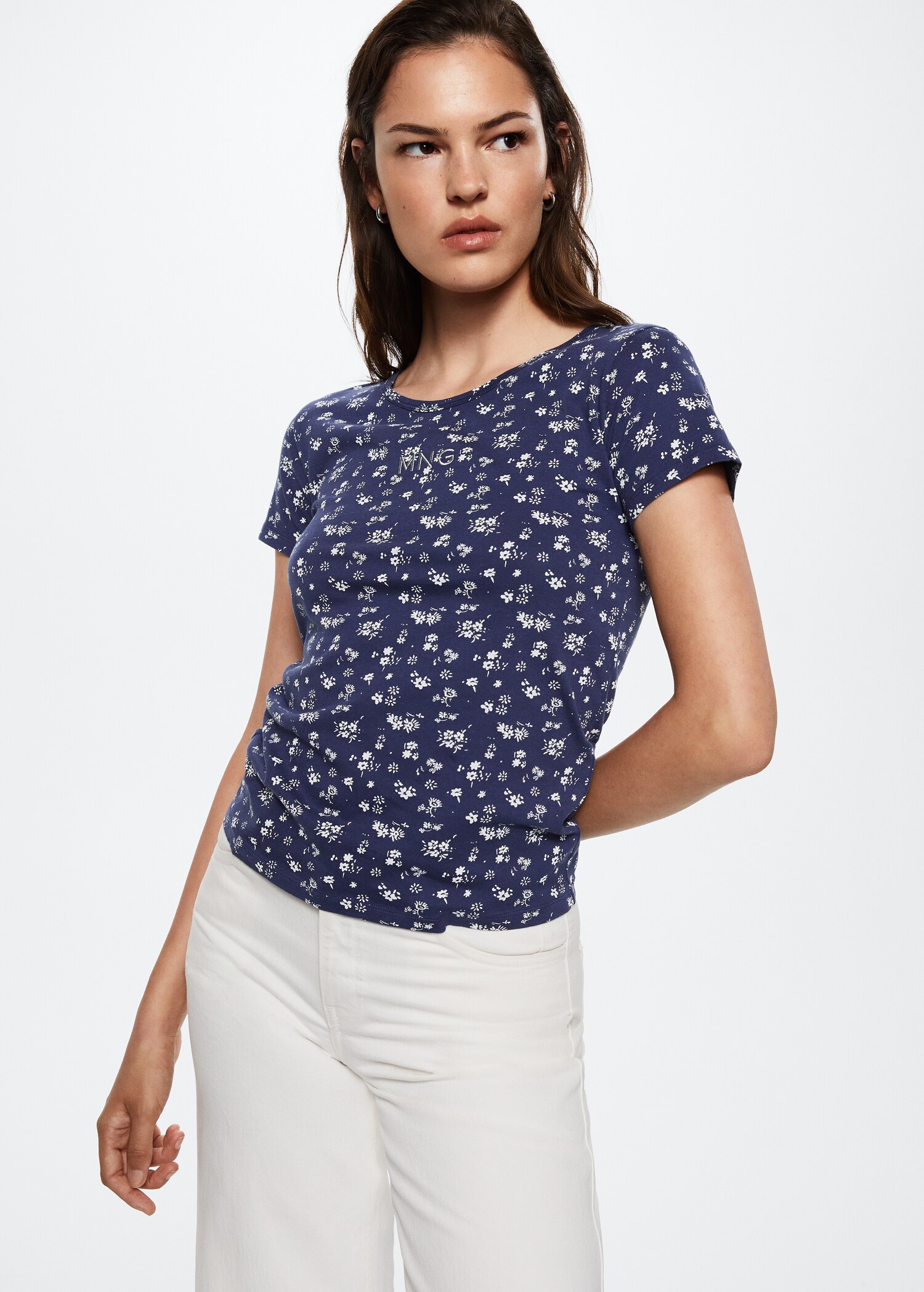 Printed cotton-blend T-shirt - Medium plane