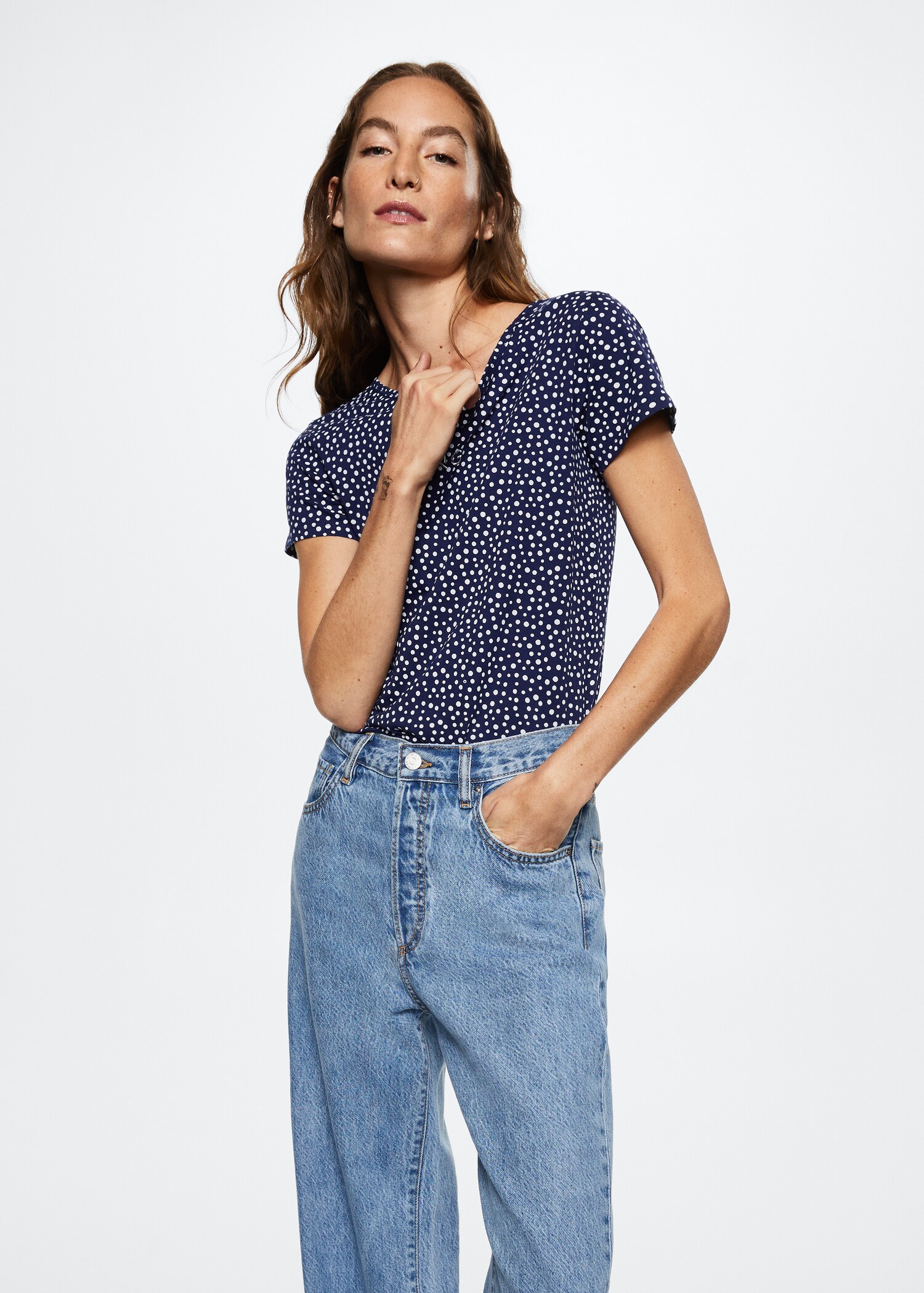 Printed cotton-blend T-shirt - Medium plane