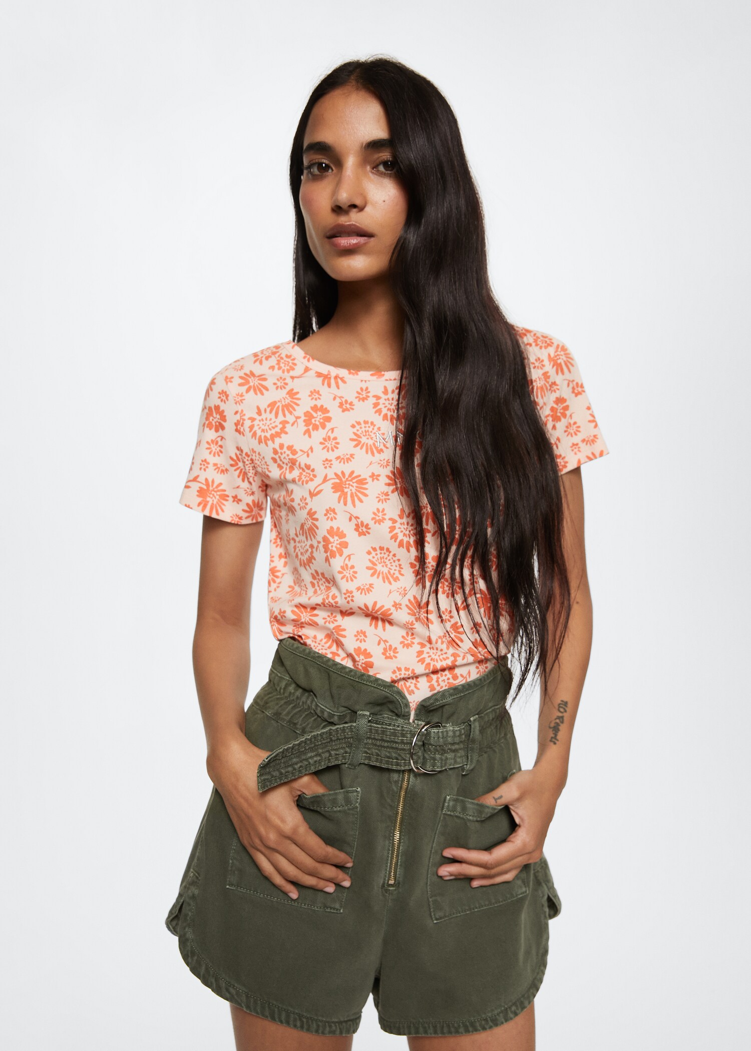 Printed cotton-blend T-shirt - Medium plane