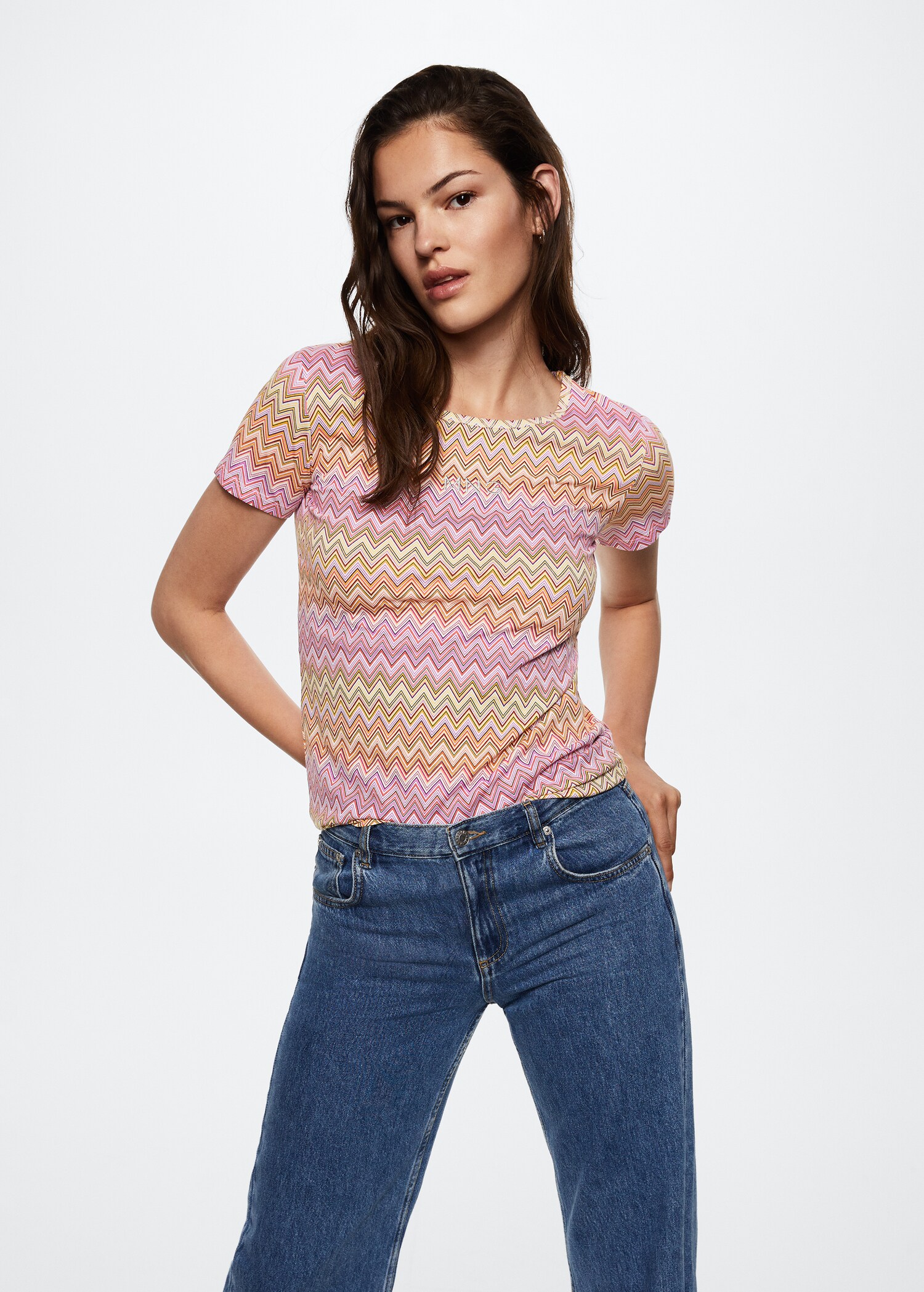 Printed cotton-blend T-shirt - Medium plane