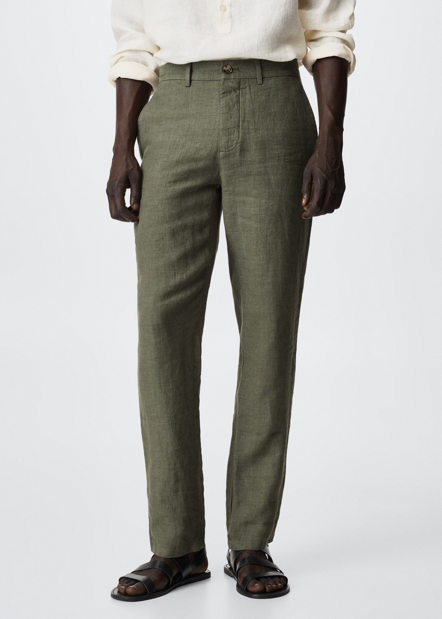 Pantalon lin slim fit - Plan moyen