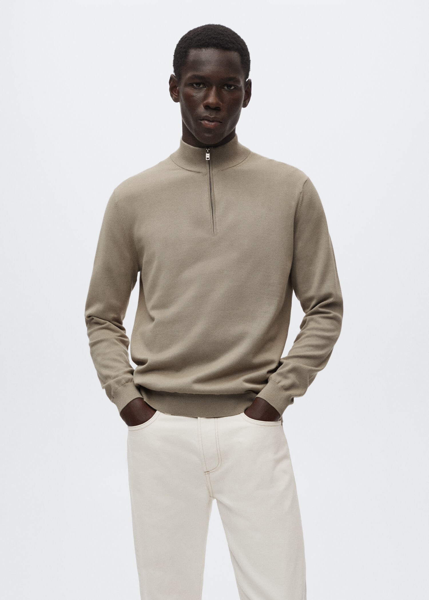 Pull-over coton zippé - Plan moyen
