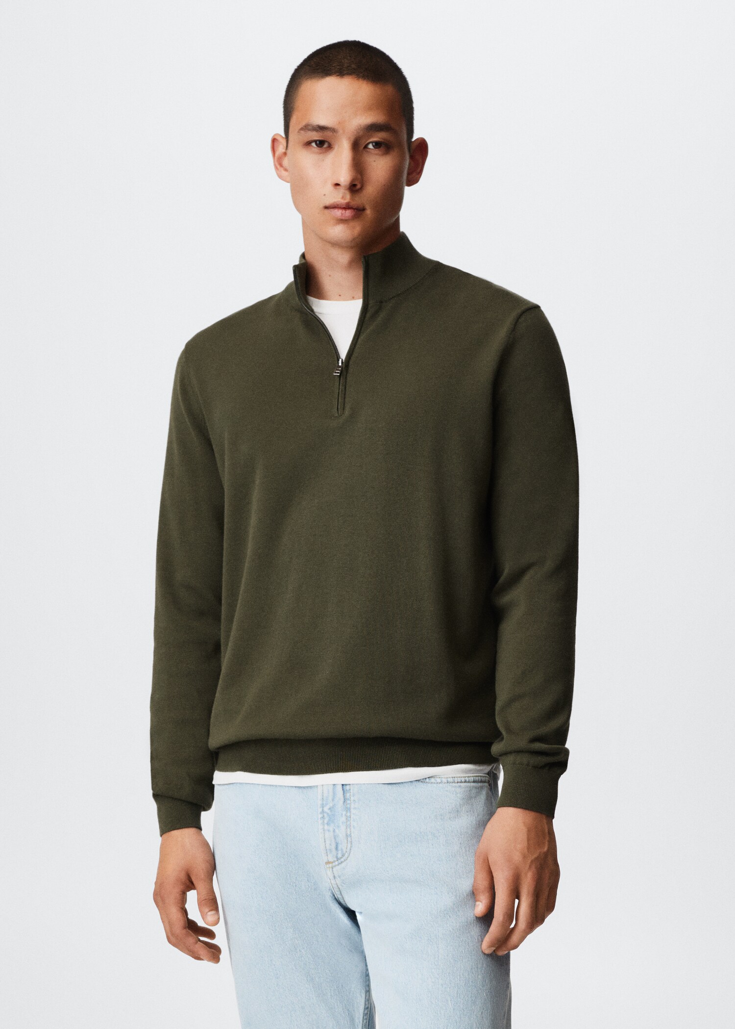 Pull-over coton zippé - Plan moyen