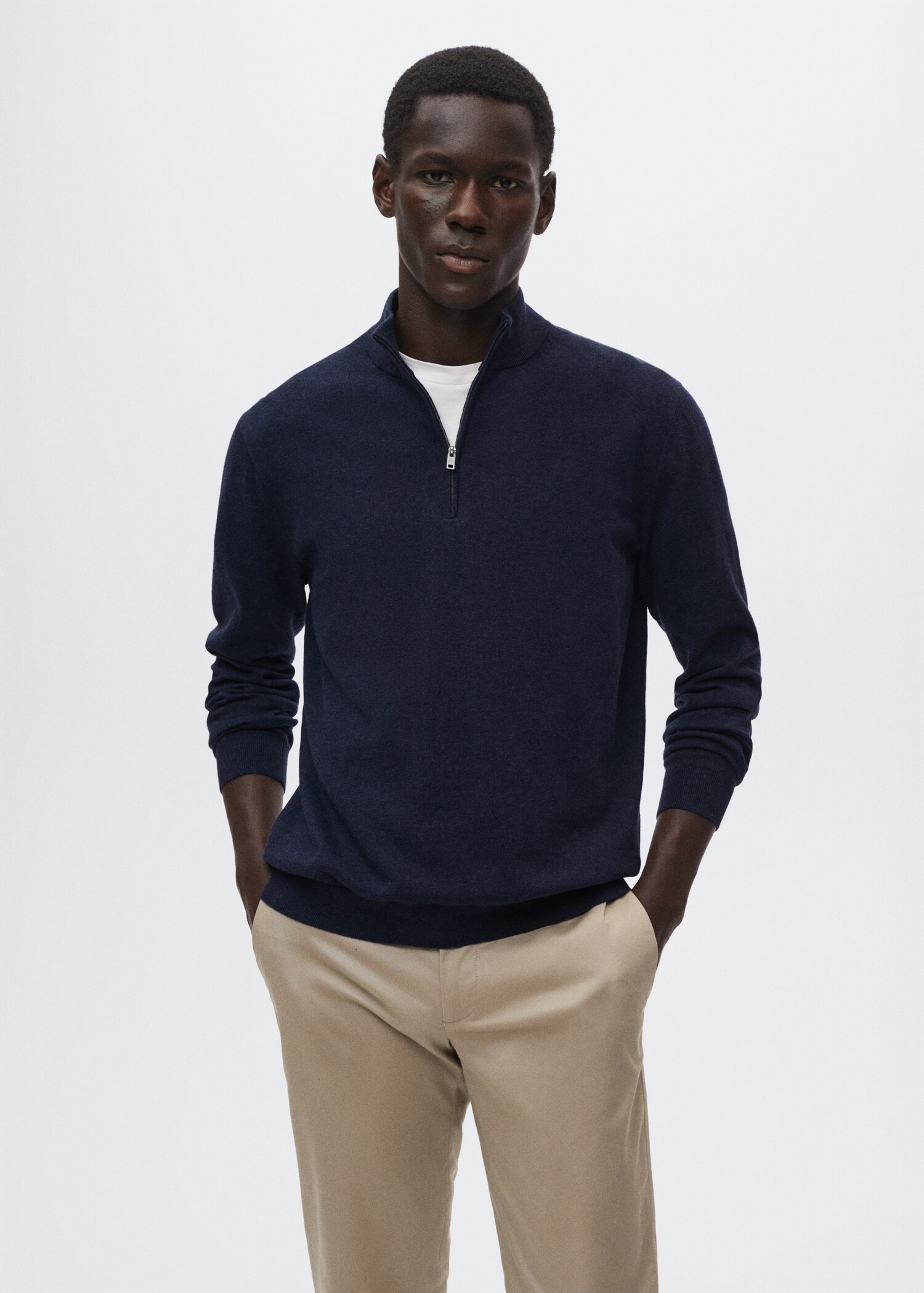 Pull-over coton zippé - Plan moyen