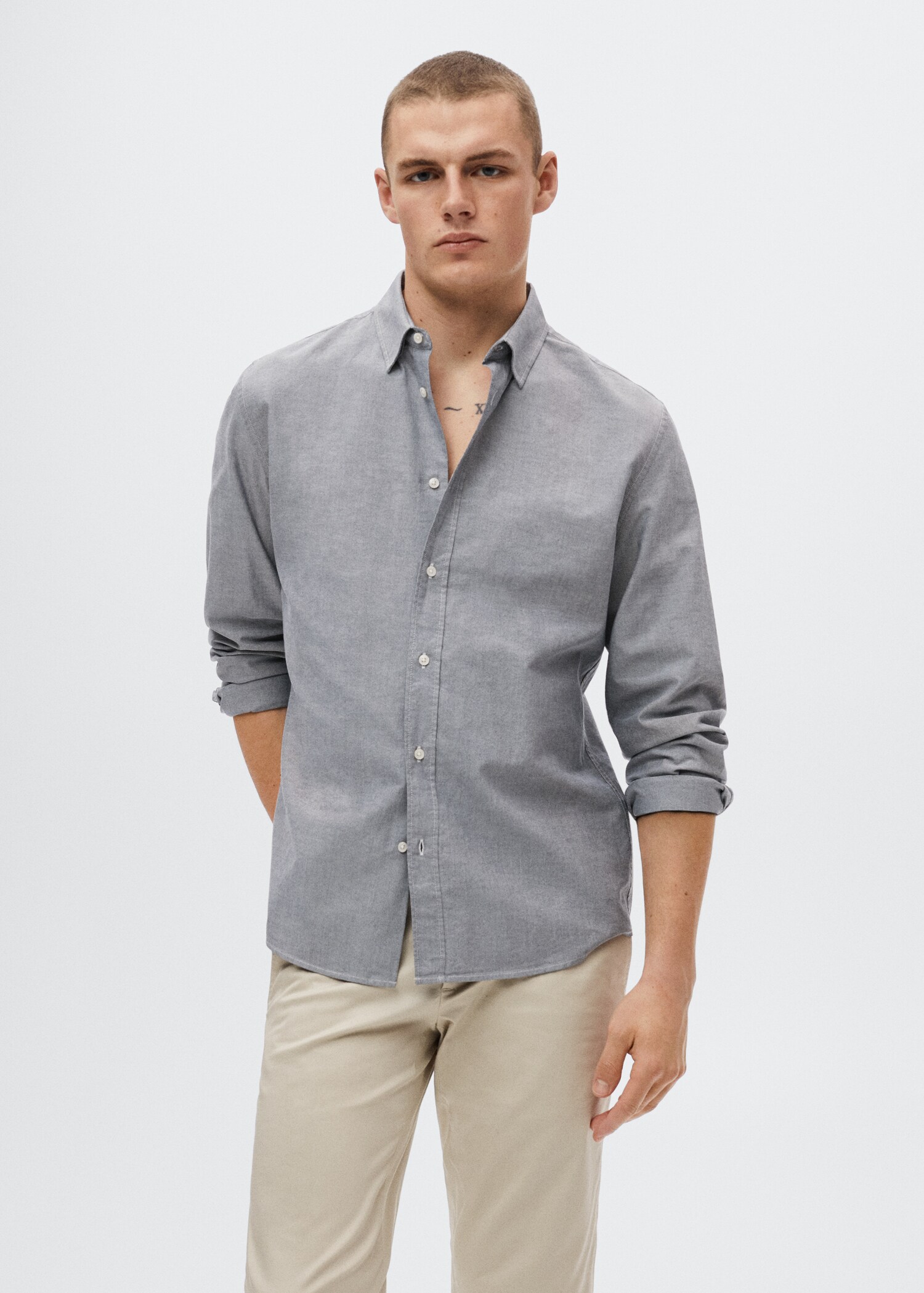 Camisa regular fit algodón - Plano medio