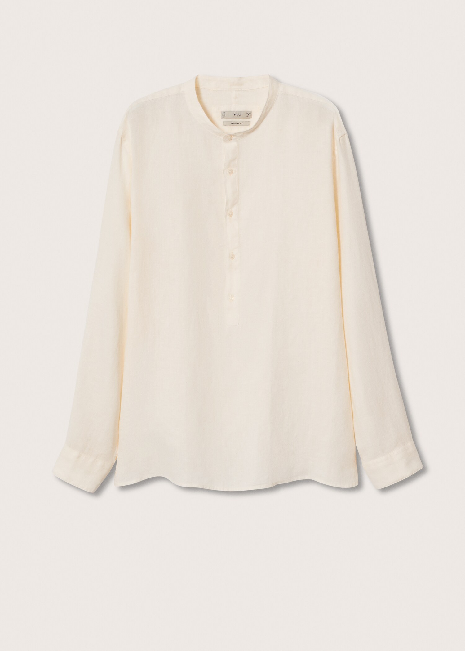Regular-fit Mao-collar linen shirt - Article without model