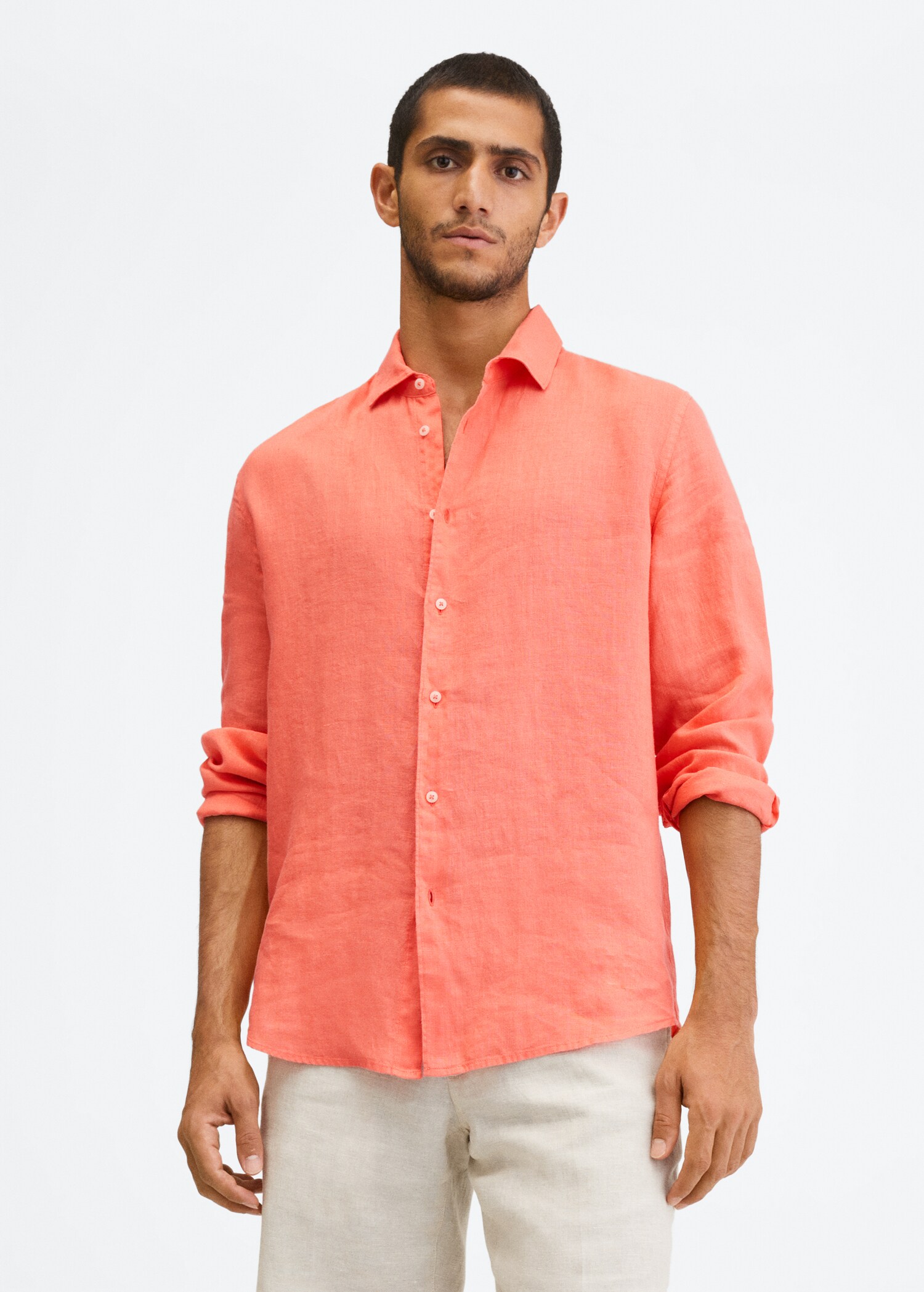 Regular-fit 100% linen shirt - Medium plane