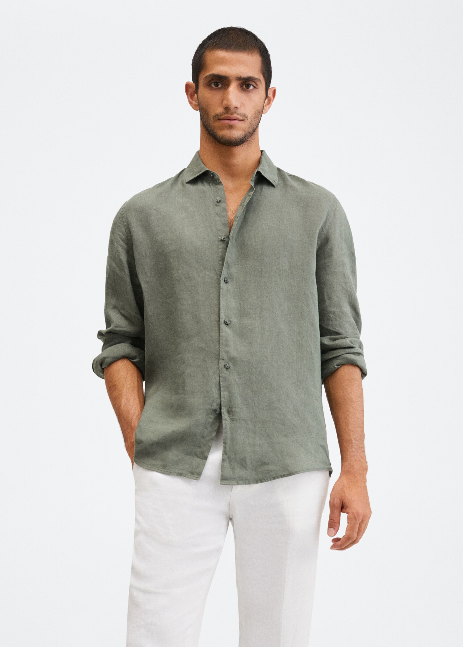 Regular-fit 100% linen shirt - Medium plane
