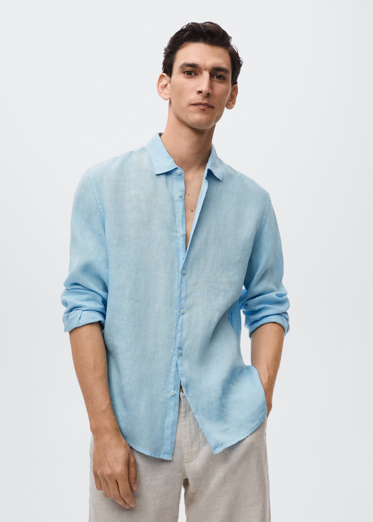 Regular-fit 100% linen shirt - Medium plane