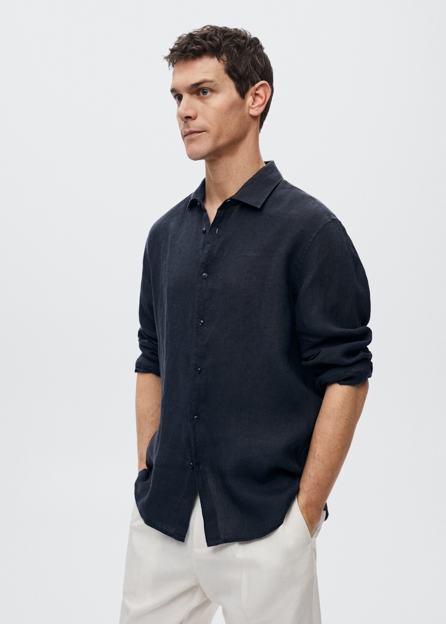 Regular-fit 100% linen shirt - Medium plane