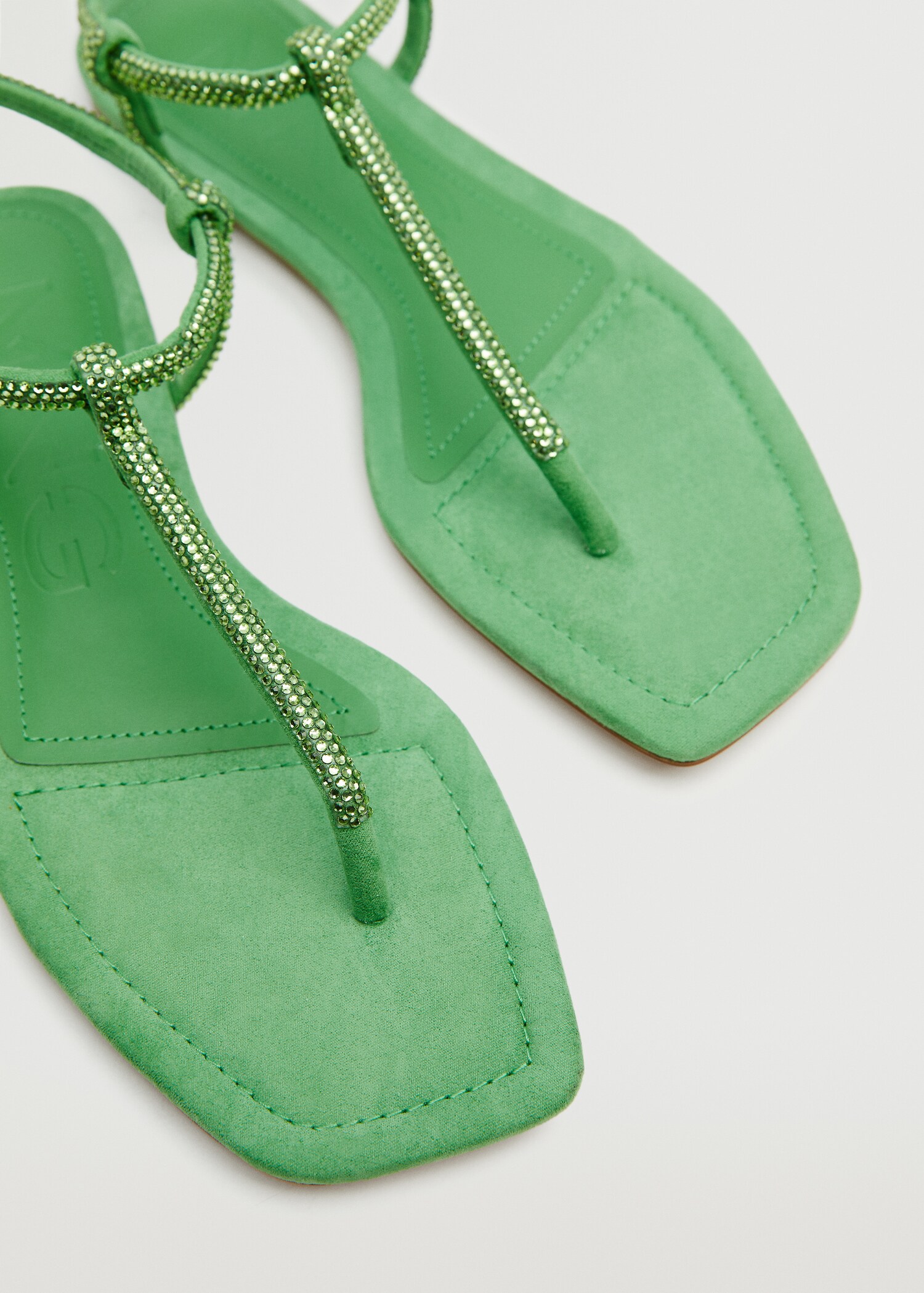 Strap rhinestone sandals - Medium plane