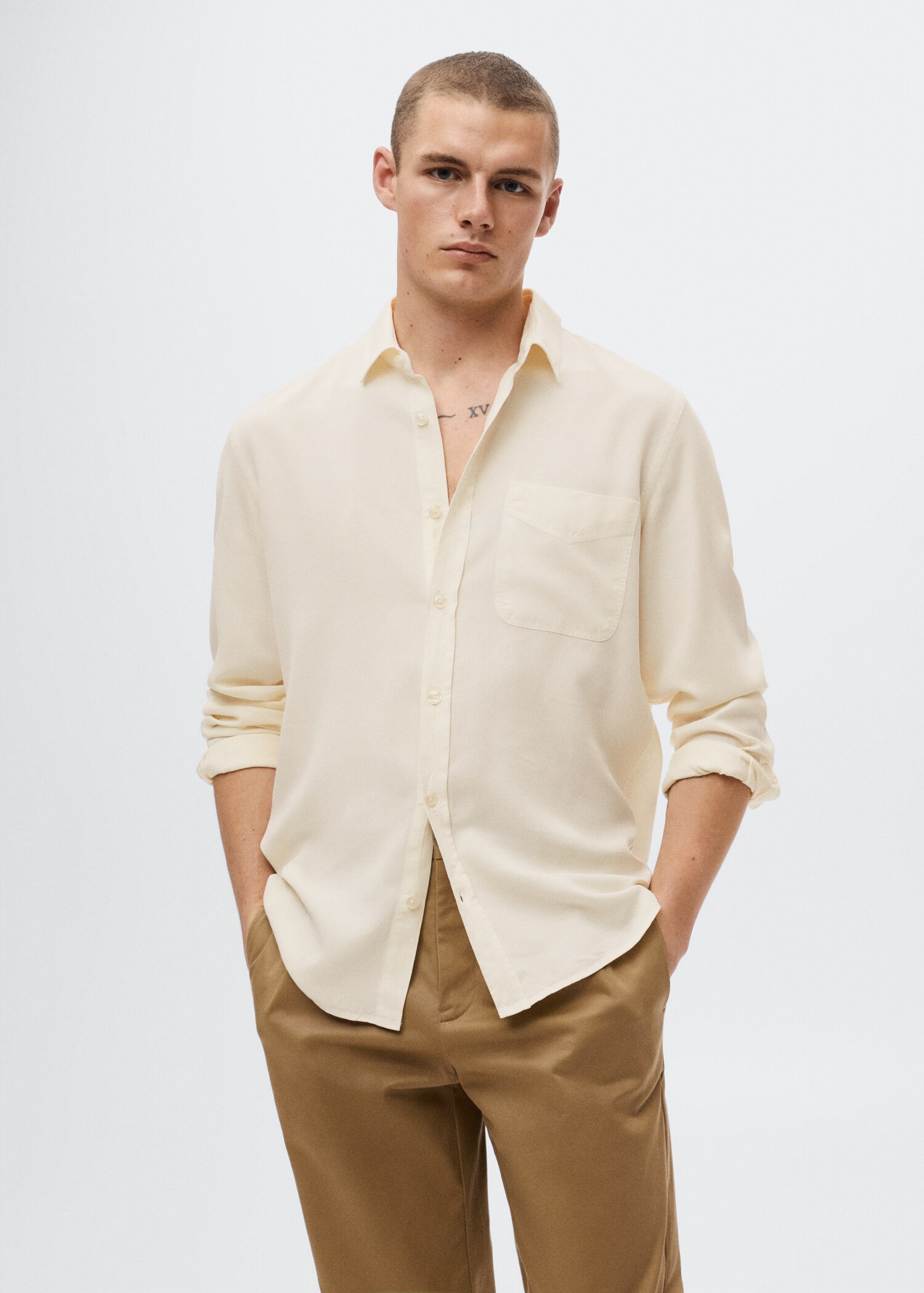 Flowy regular-fit lyocell shirt - Medium plane