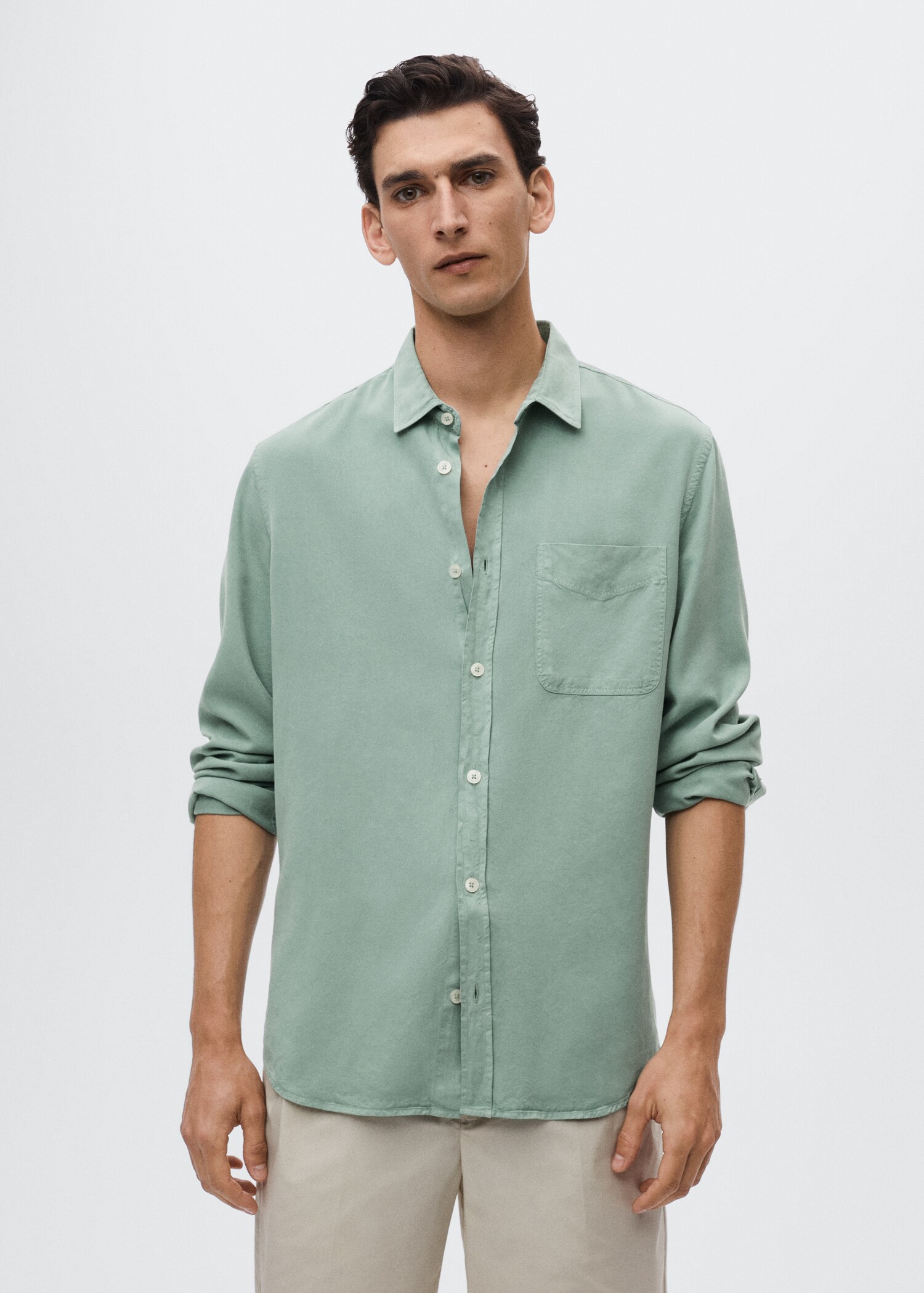 Flowy regular-fit lyocell shirt - Medium plane