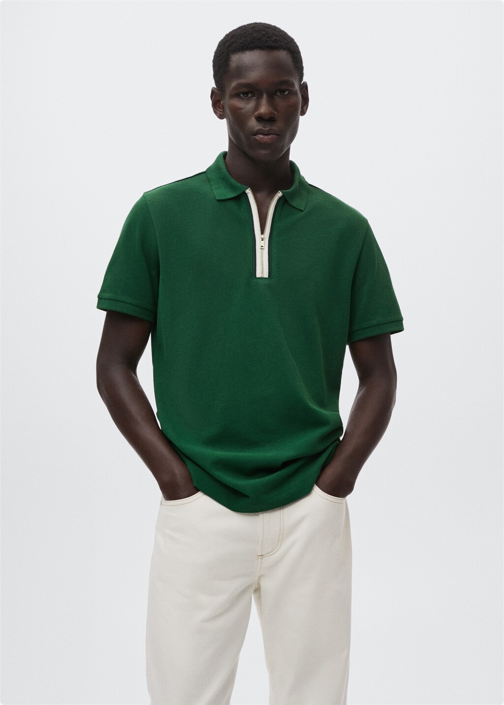 Polo fermeture Eclair contrastante Homme MANGO Cote d Ivoire
