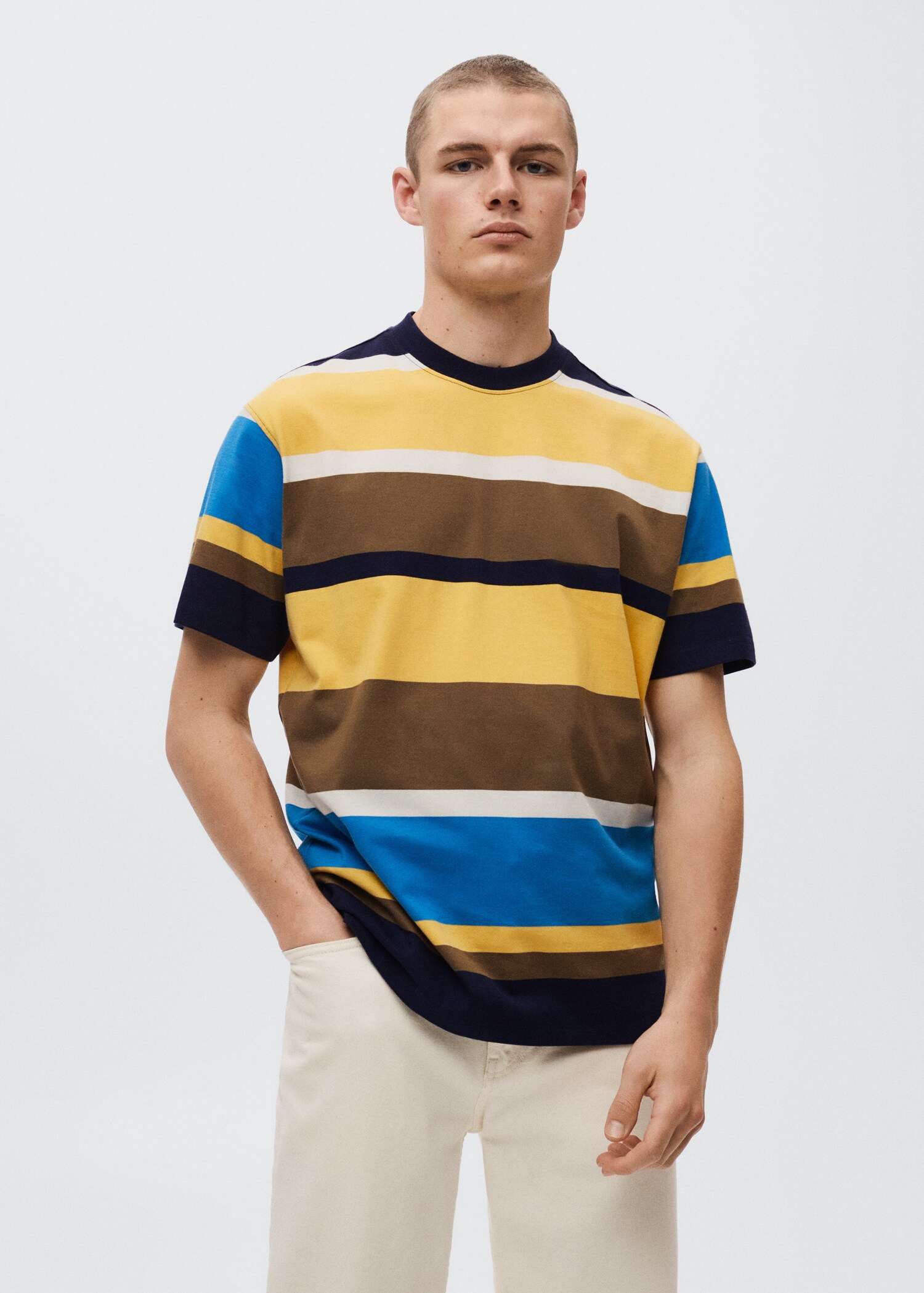 Striped cotton T-shirt - Medium plane