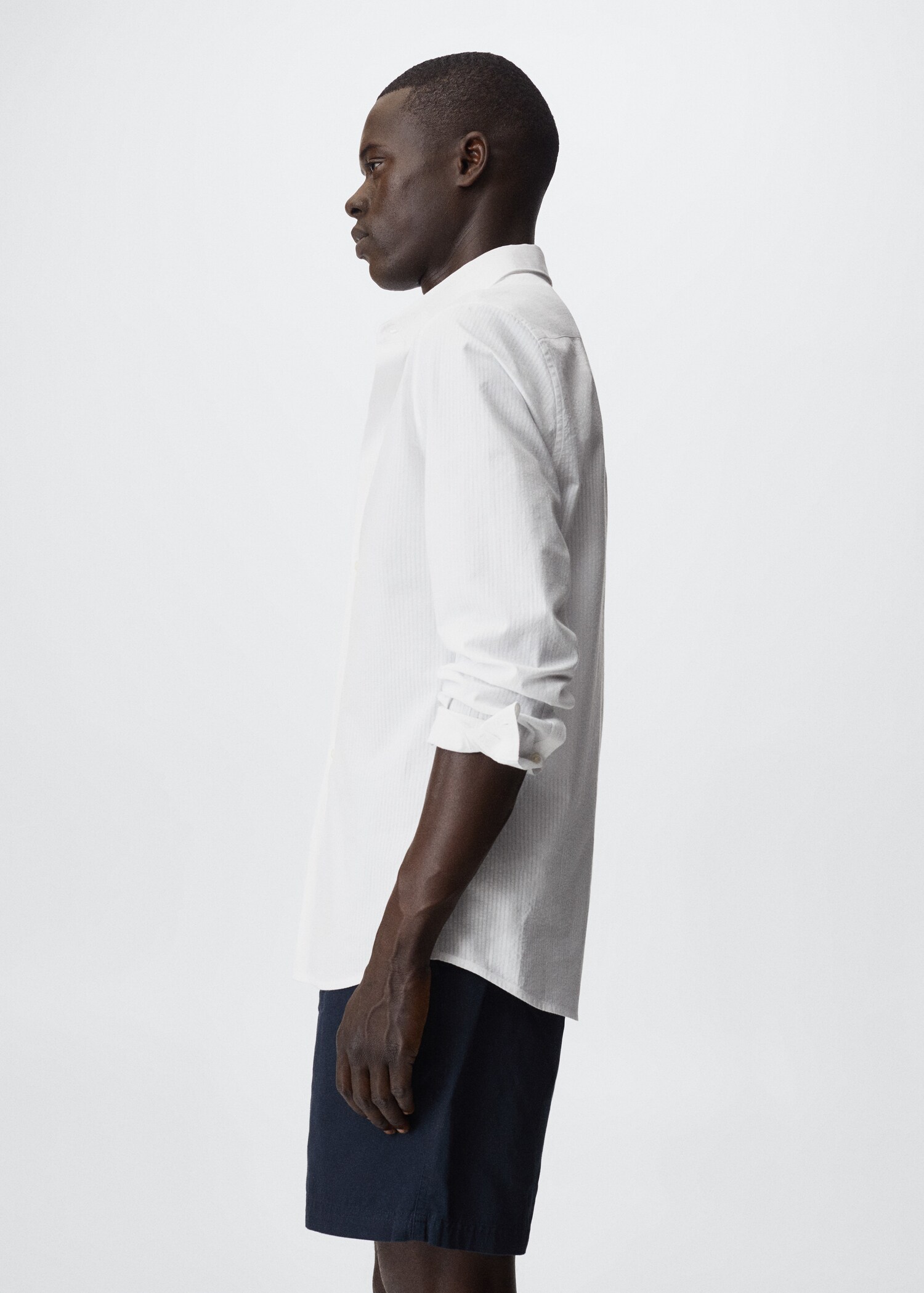 Slim-fit cotton seersucker shirt - Details of the article 2