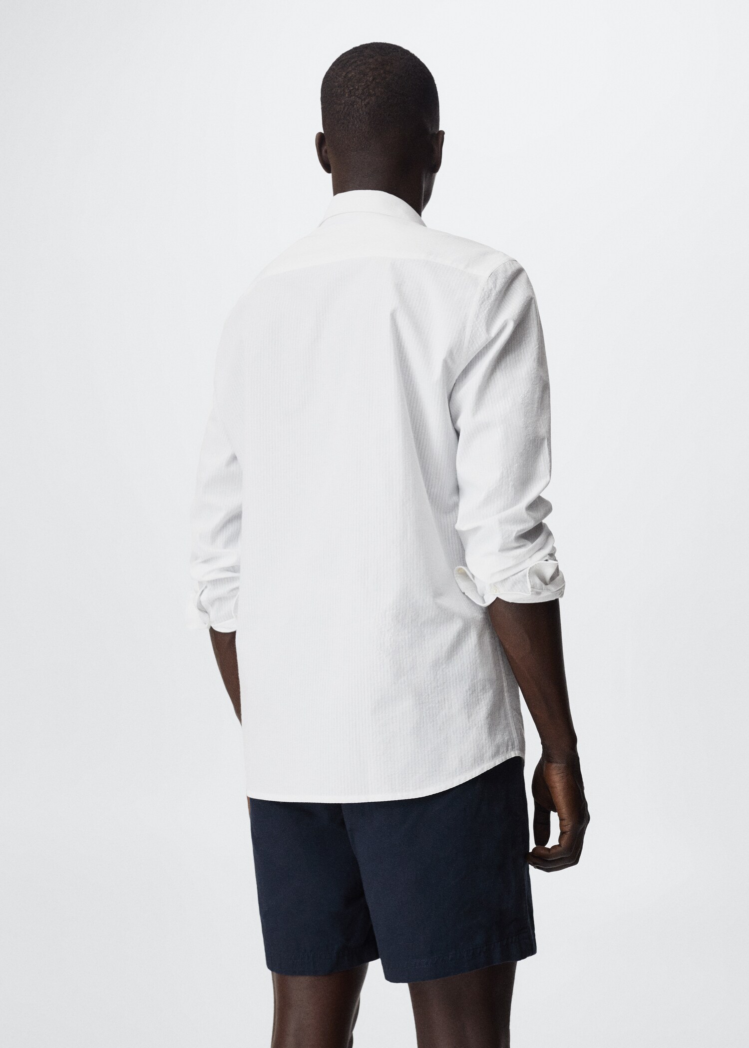 Slim-fit cotton seersucker shirt - Reverse of the article