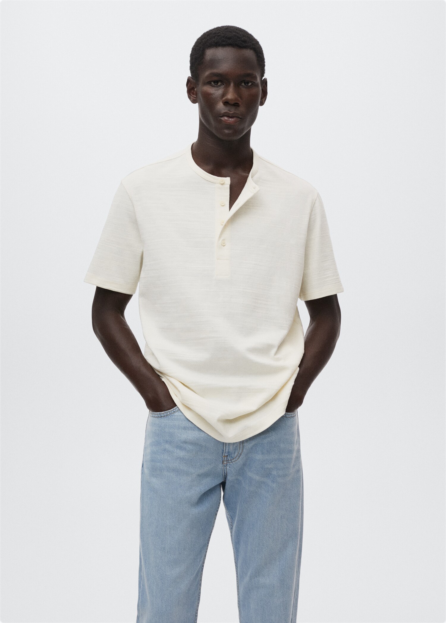 Camiseta algodón cuello panadero - Plano medio